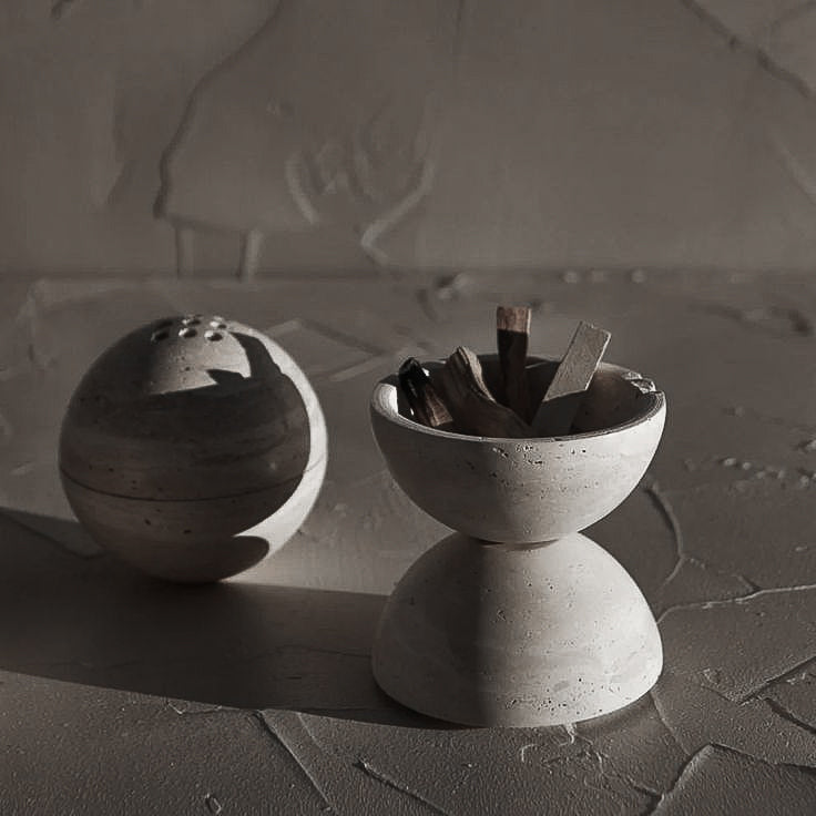 TRAVERTINE STONE INCENSE SPHERE