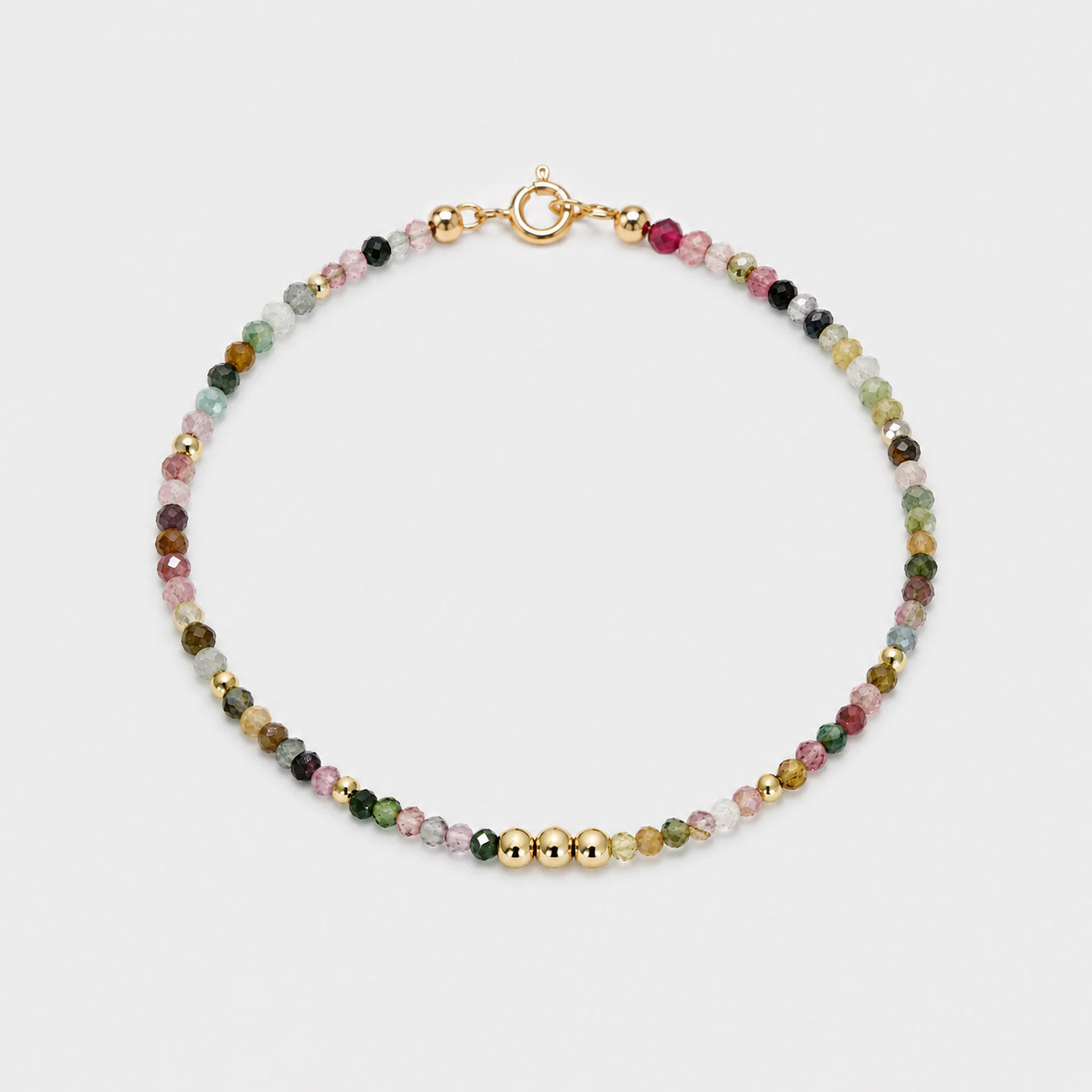 MINI BEADS BRACELET - TOURMALINES (GOLD-FILLED)