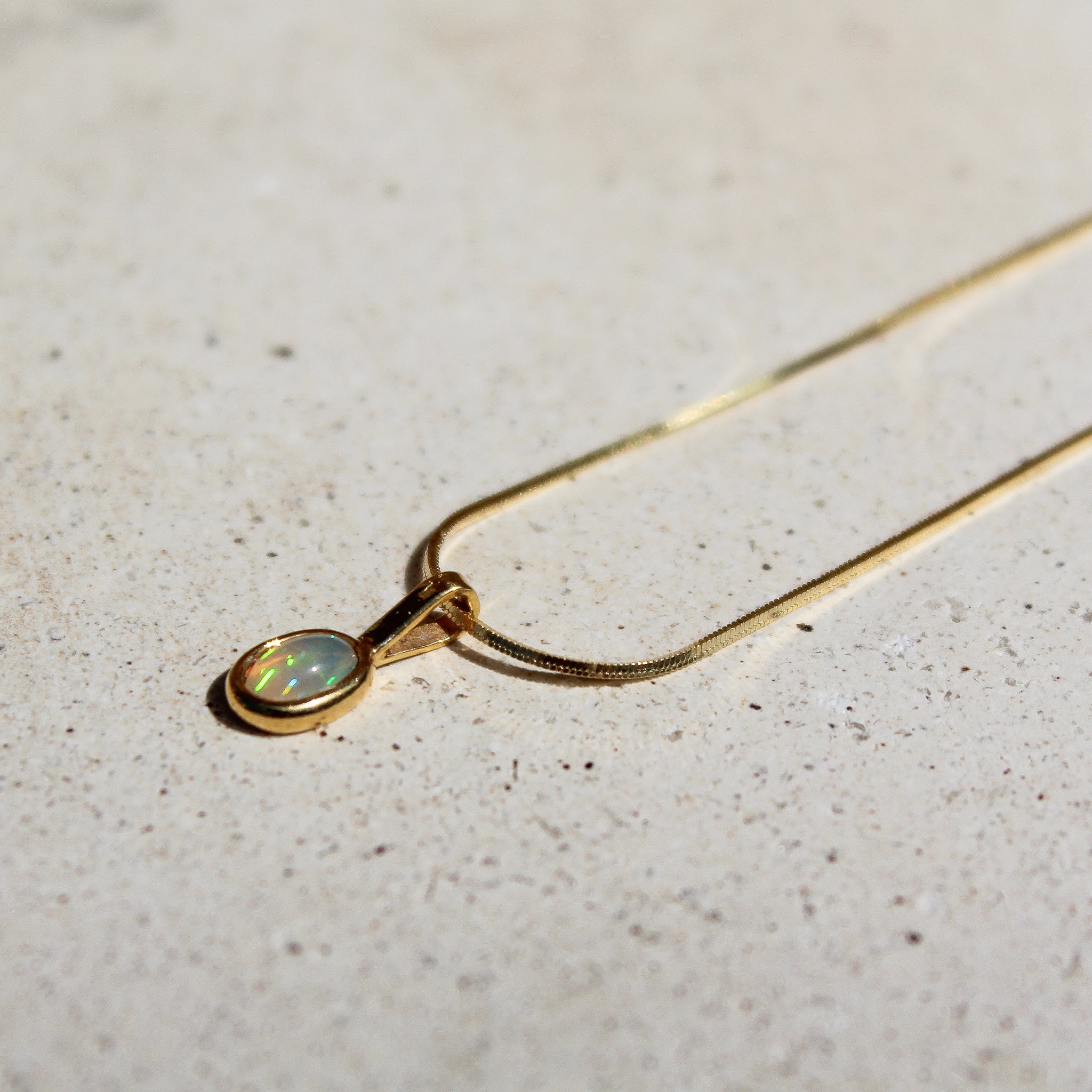 Oval Necklace - Ethiopian Opal (Gold plated)