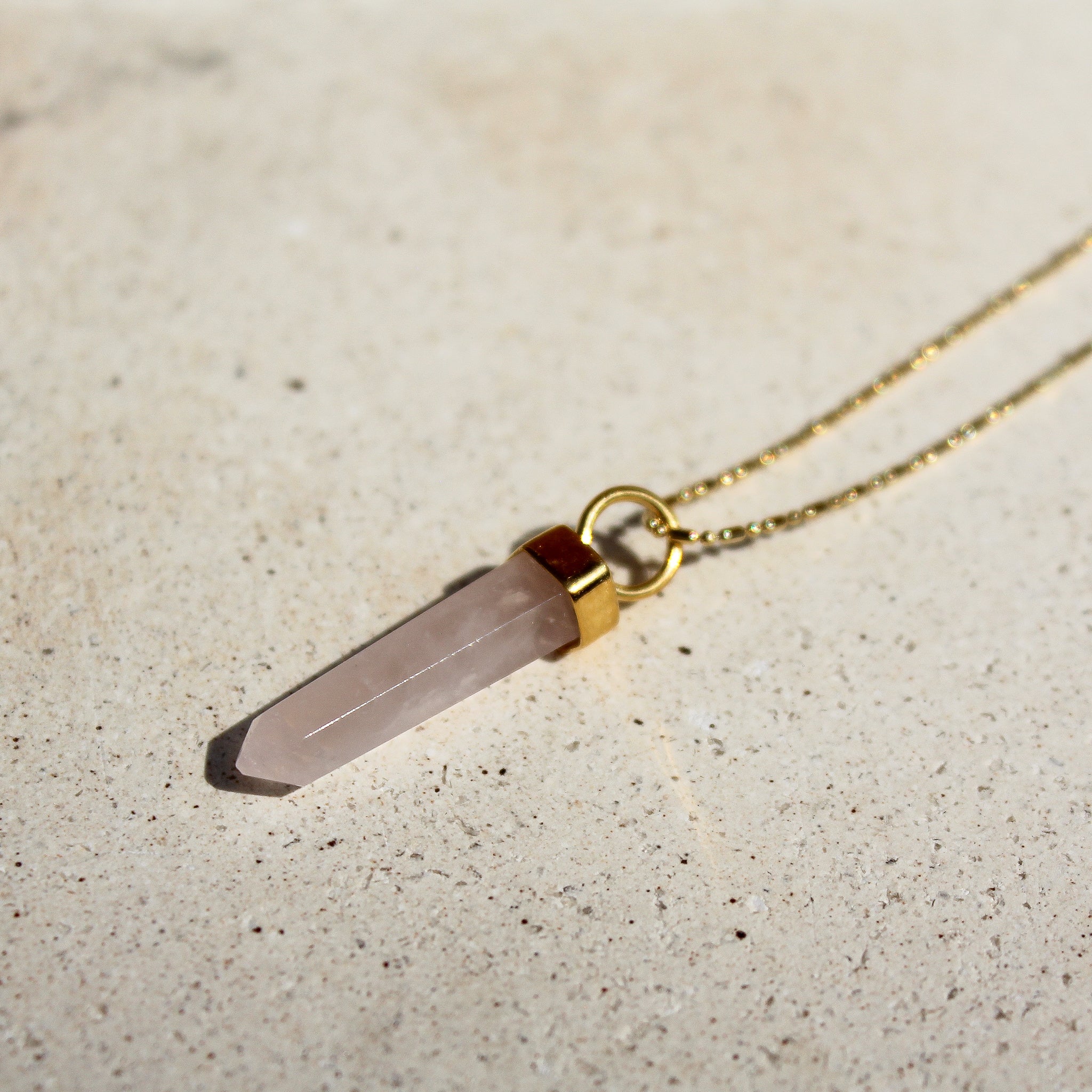 LONG PENDULUM - ROSE QUARTZ (GOLD PLATED)