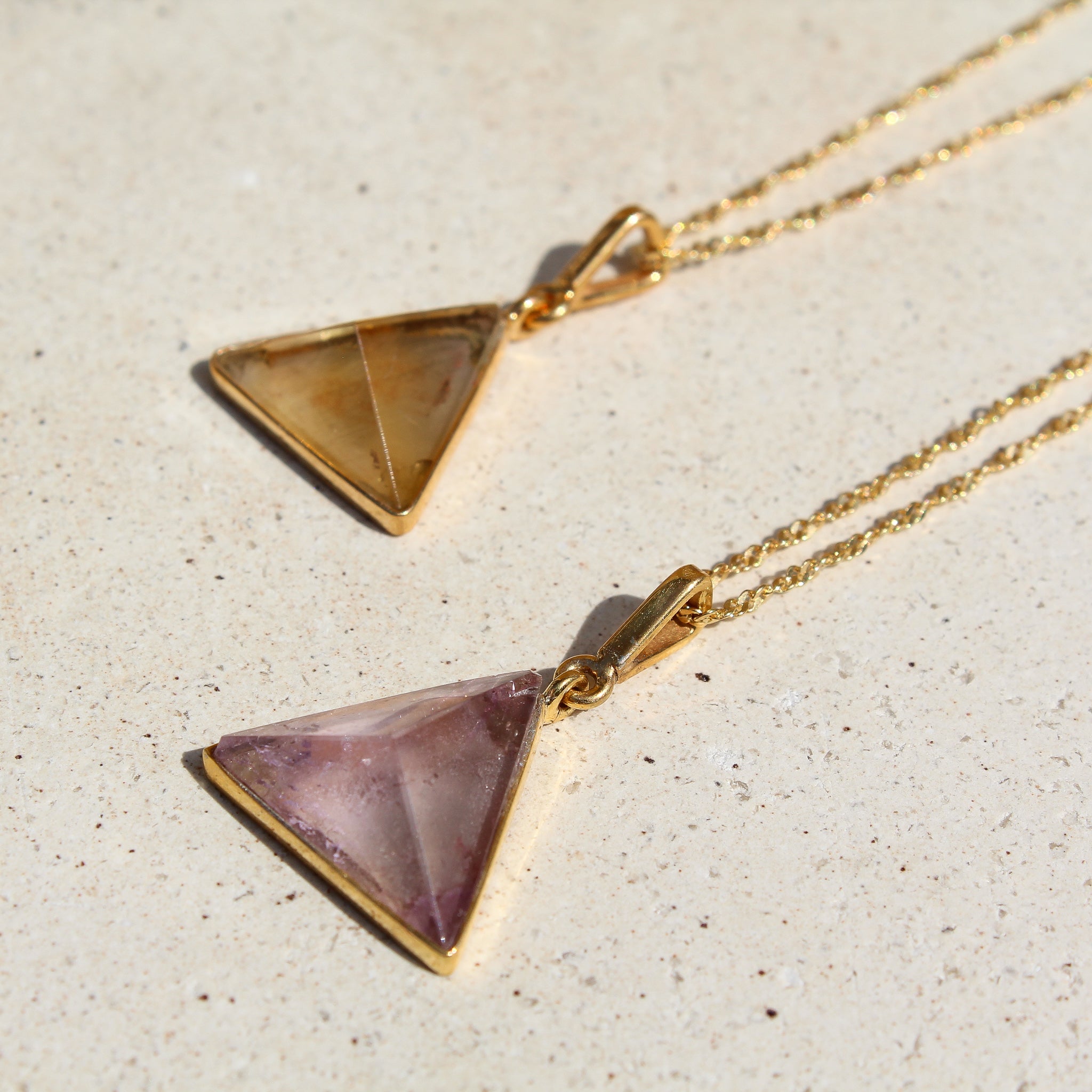 PYRAMID NECKLACE - AMETHYST (GOLD PLATED)