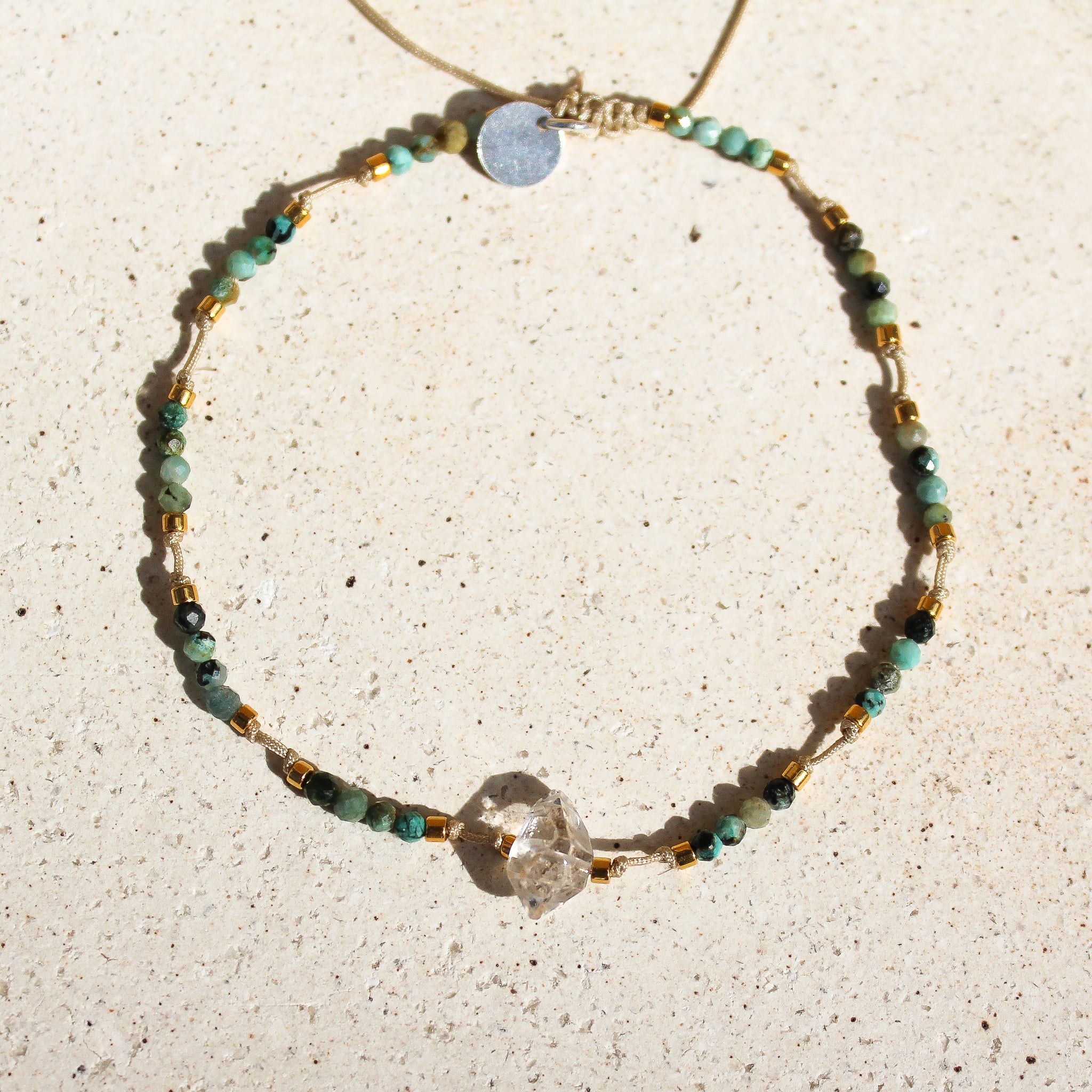 BEADS ANKLET - TURQUOISE & HERKIMER