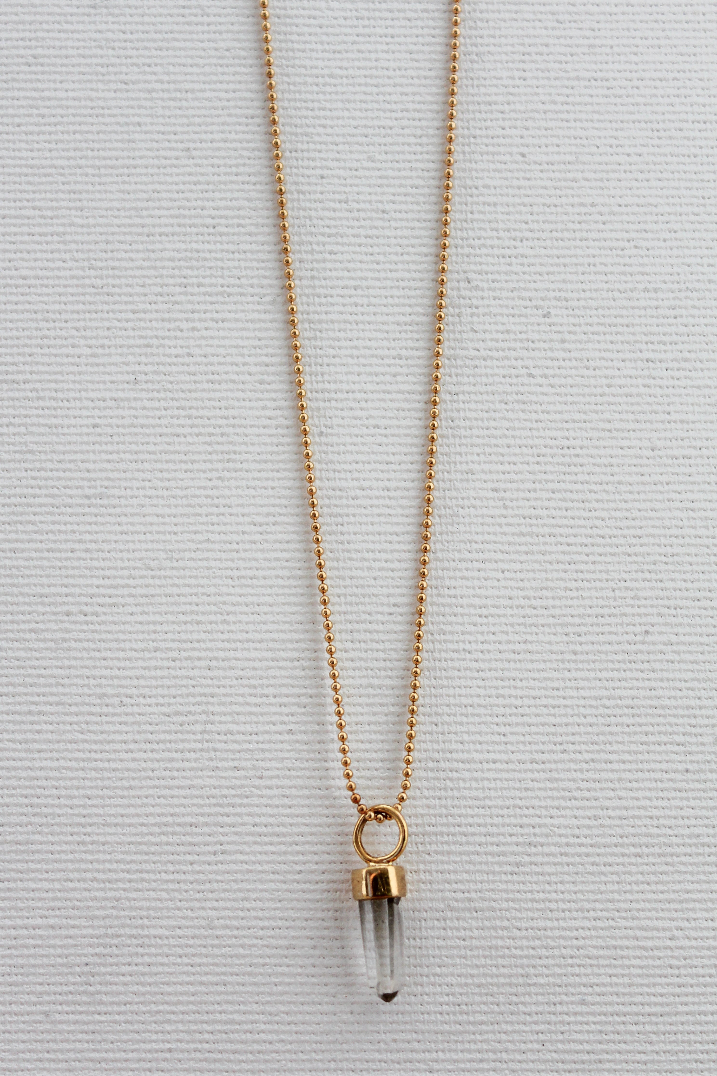 MINI PENDULUM NECKLACE - CRYSTAL QUARTZ (GOLD PLATED)