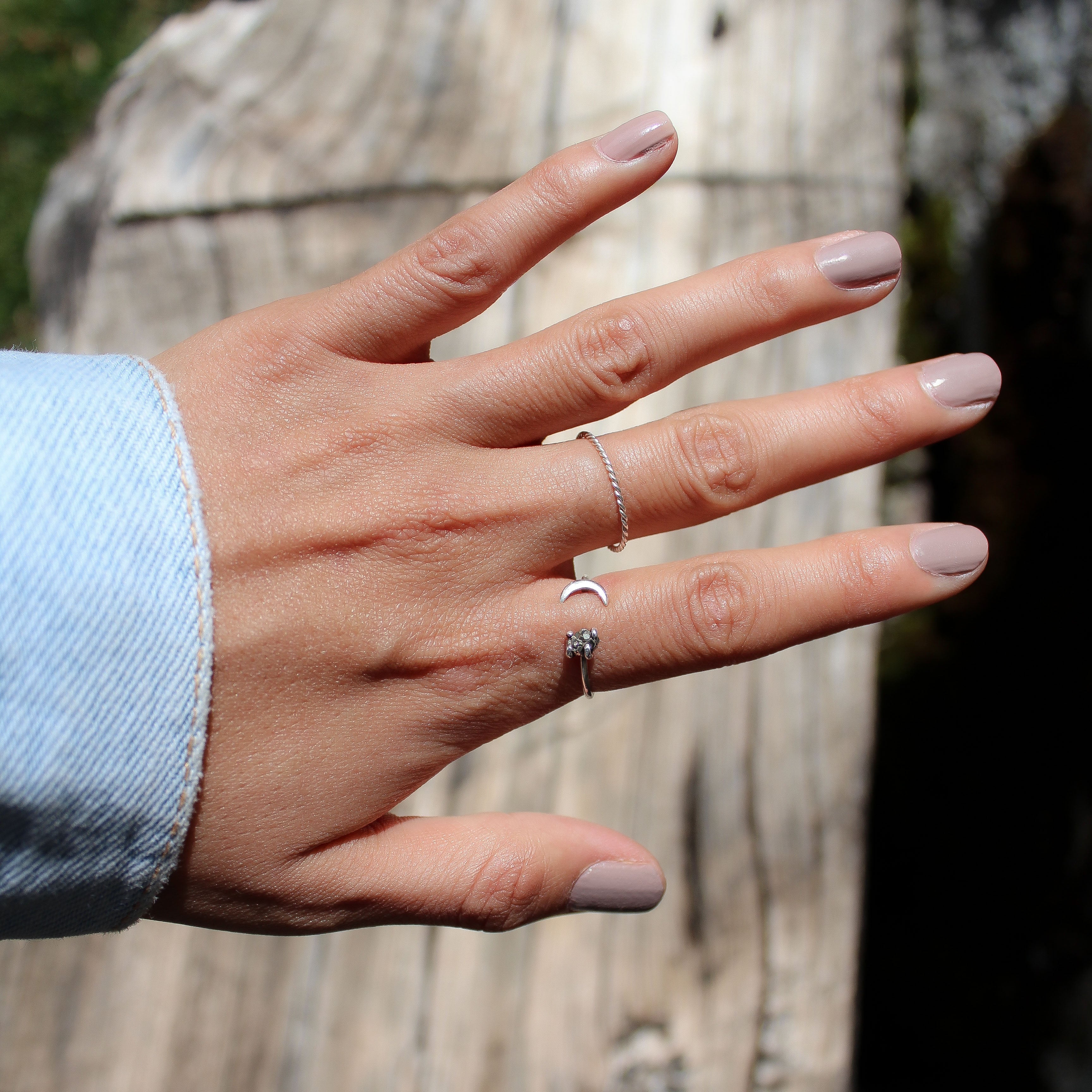 HALFMOON THIN RING - PYRITE (SILVER)