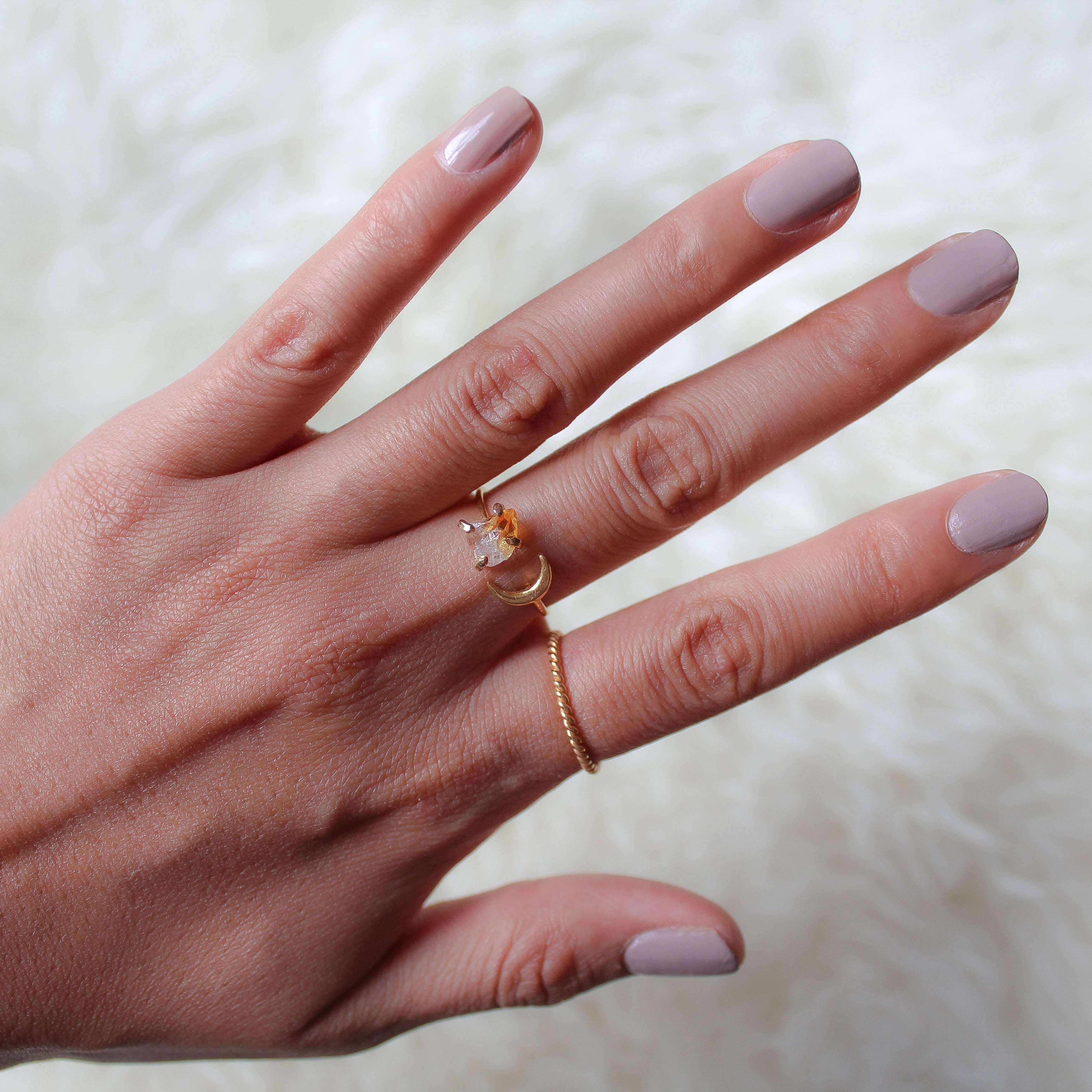 HALFMOON THIN RING - CITRINE (GOLD PLATED)