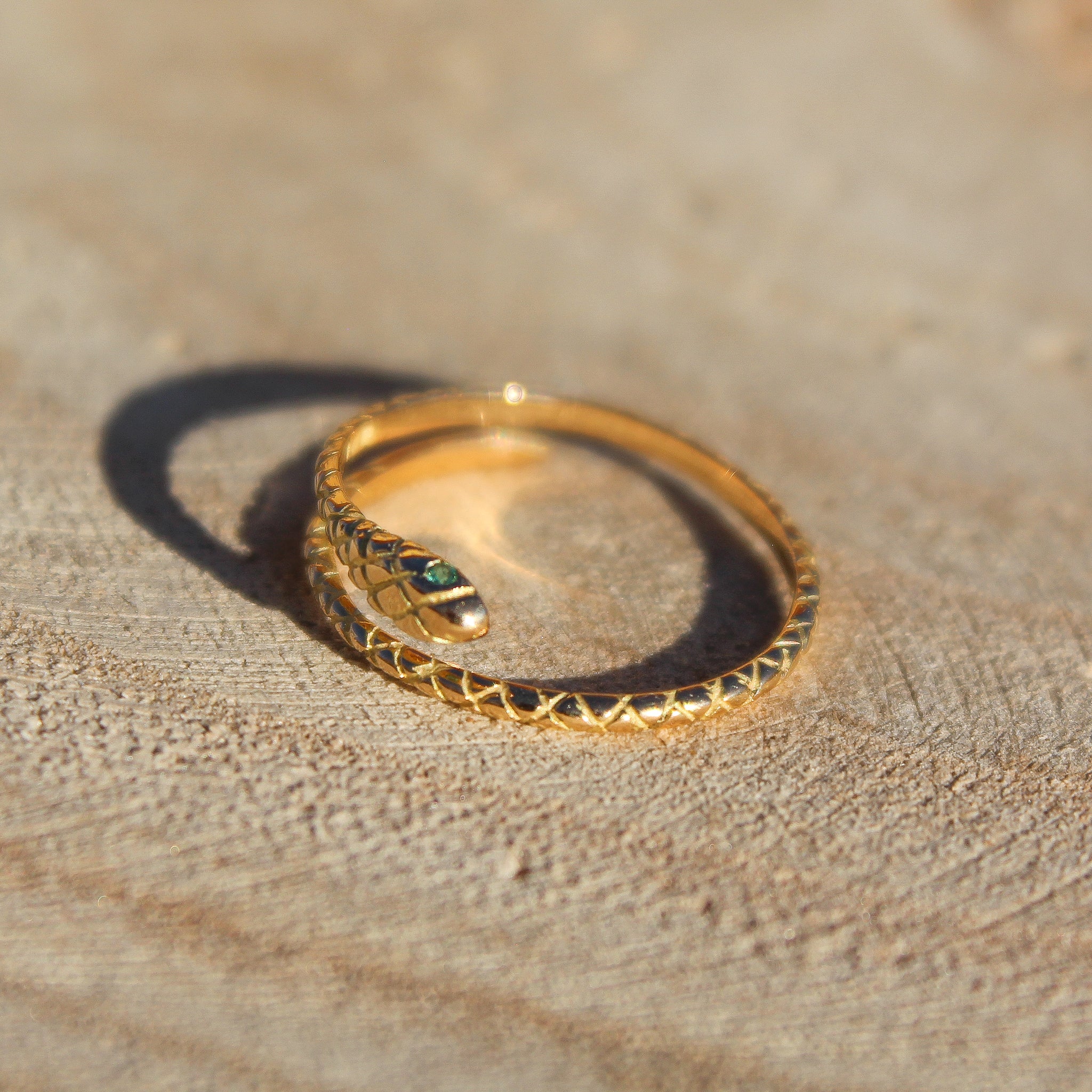 KUNDALINI RING - GREEN EYES (solid gold 18k)