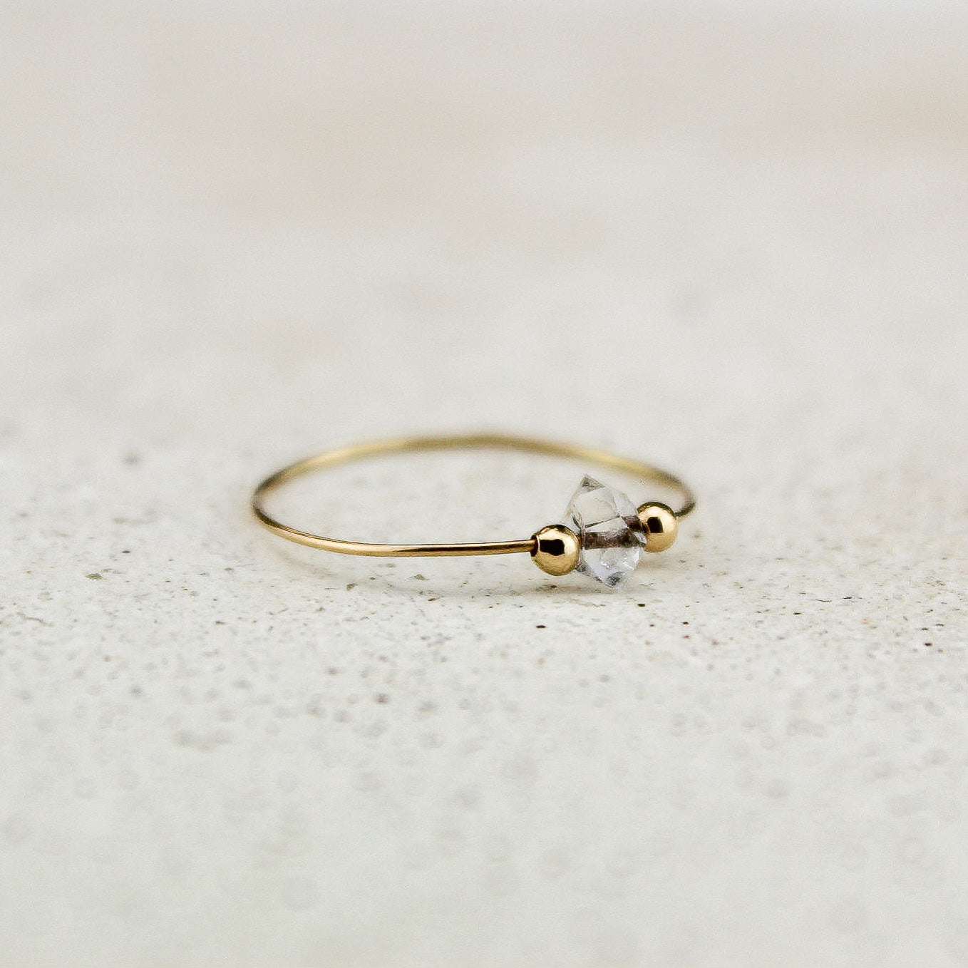 ORBIT THIN RING - HERKIMER (SOLID GOLD 18K)