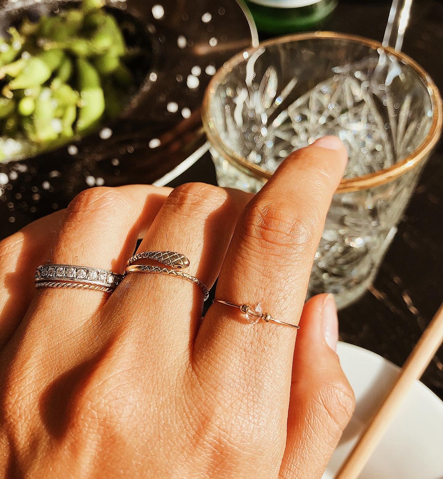 ORBIT THIN RING - HERKIMER (SOLID GOLD 18K)