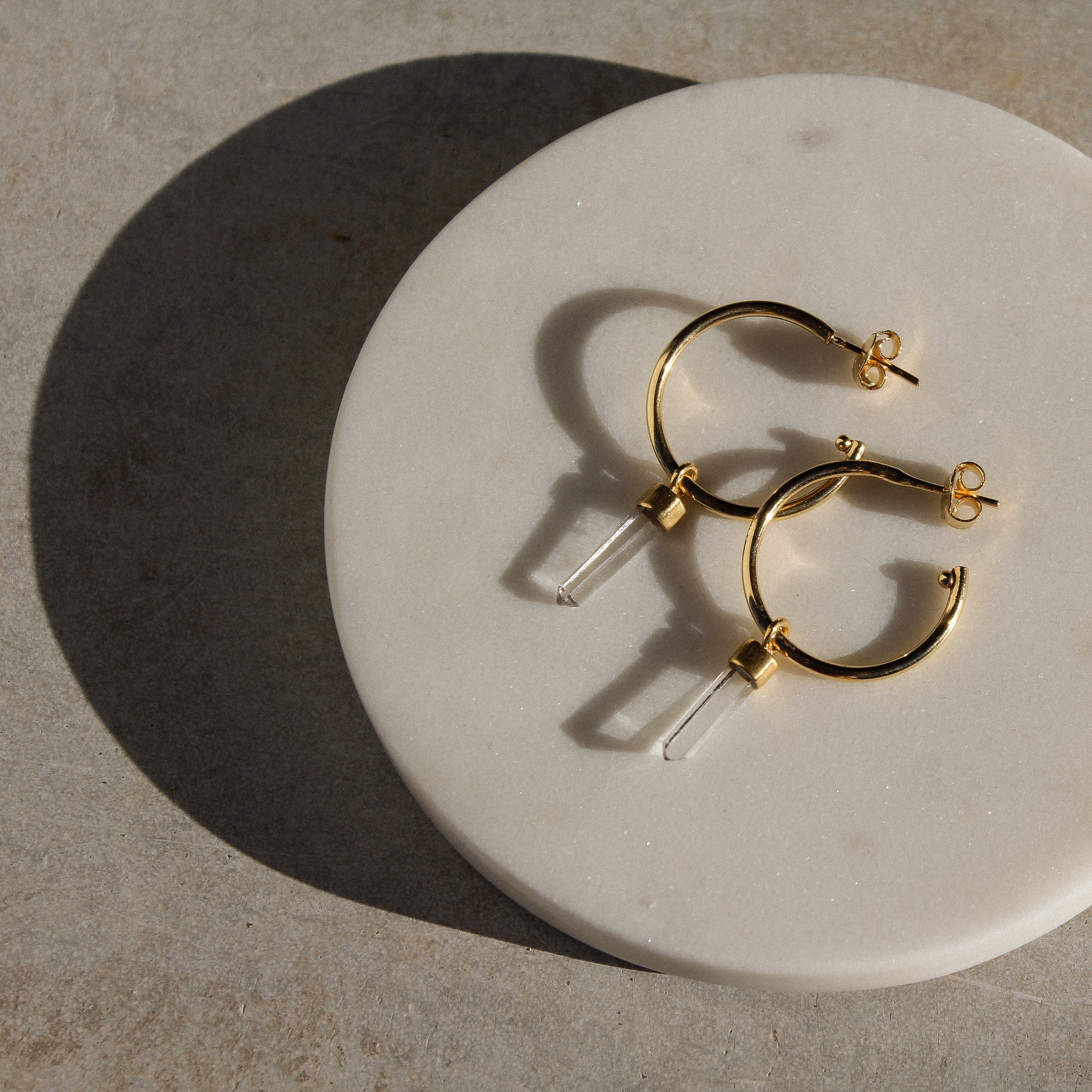 MIDI HOOPS - CRYSTAL QUARTZ (GOLD PLATED)