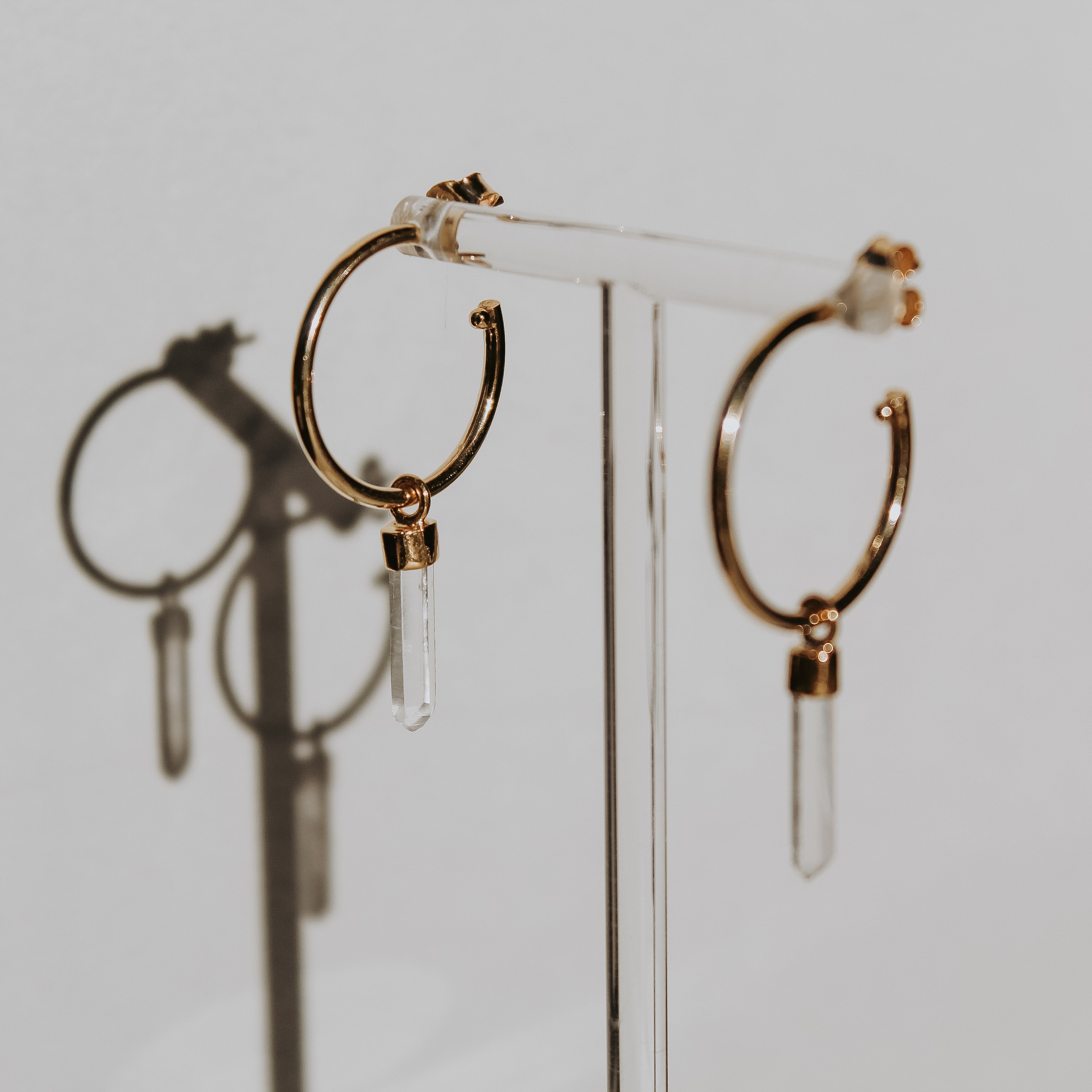 MIDI HOOPS - CRYSTAL QUARTZ (GOLD PLATED)