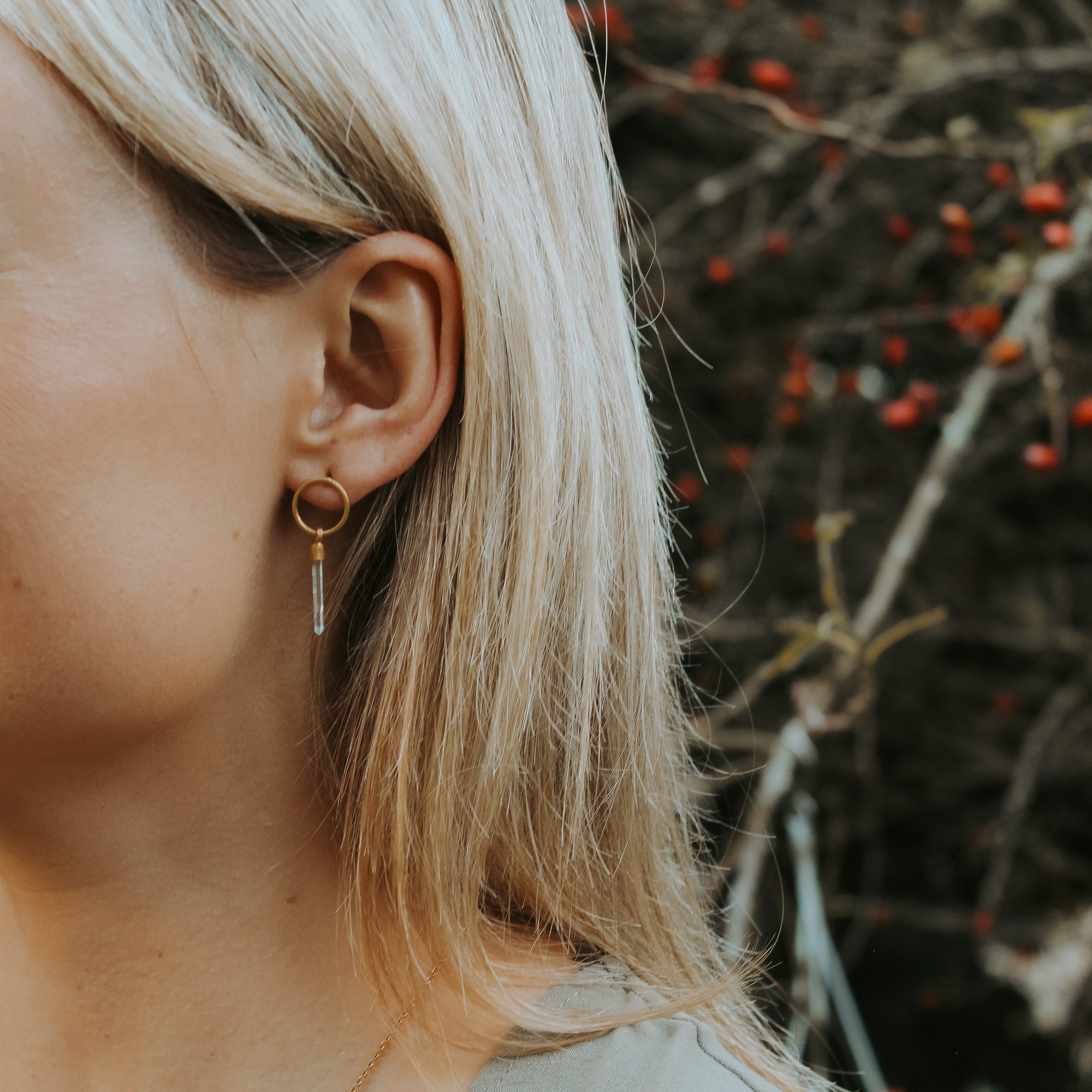 AURA EARRINGS - CRYSTAL QUARTZ (GOLD PLATED)