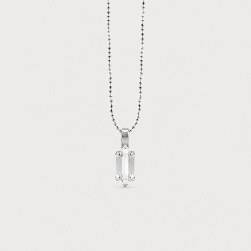 LITTLE CHARM NECKLACE - CRYSTAL QUARTZ (SILVER)