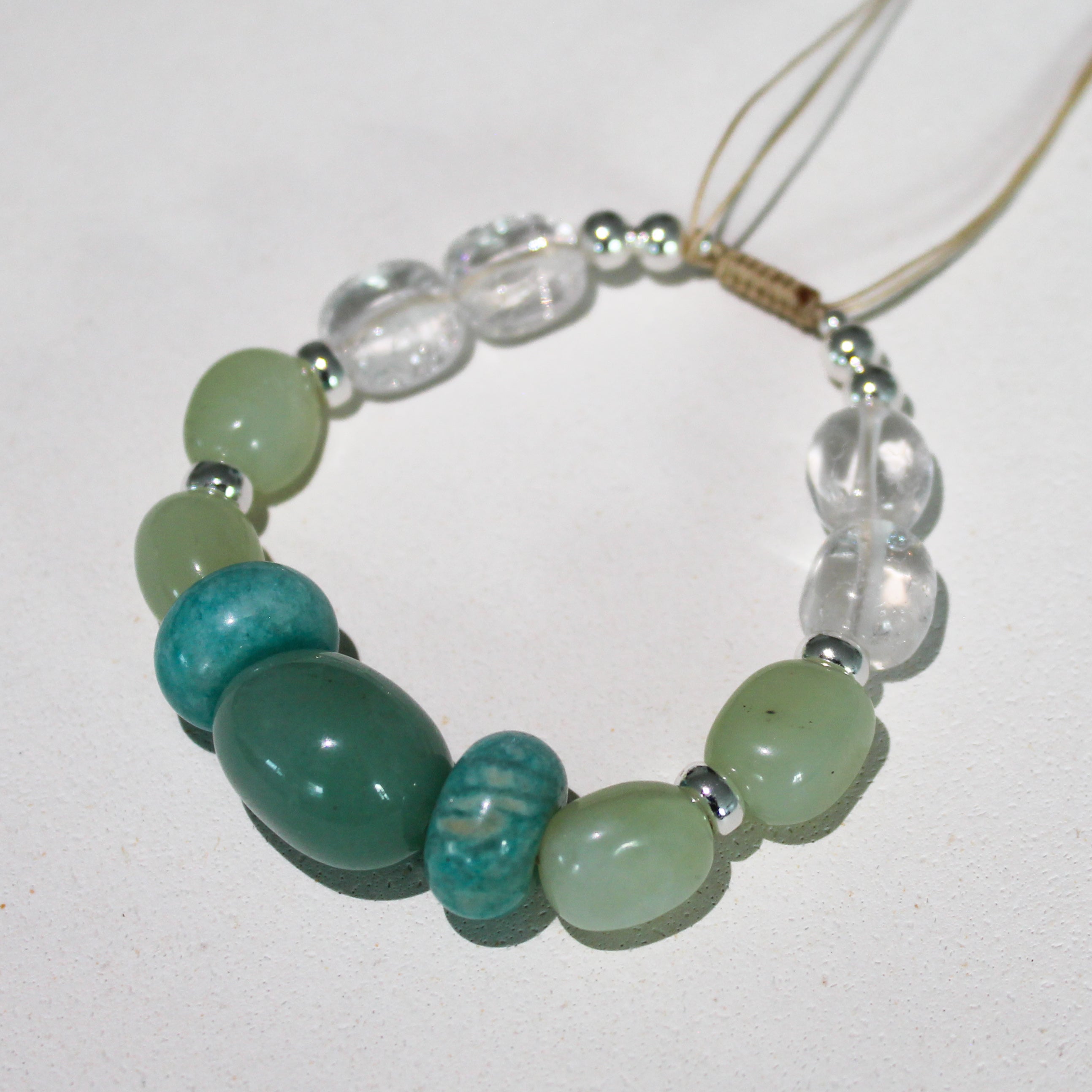 GREEN AMULET BRACELET - JADE, AVENTURINE & AMAZONITE