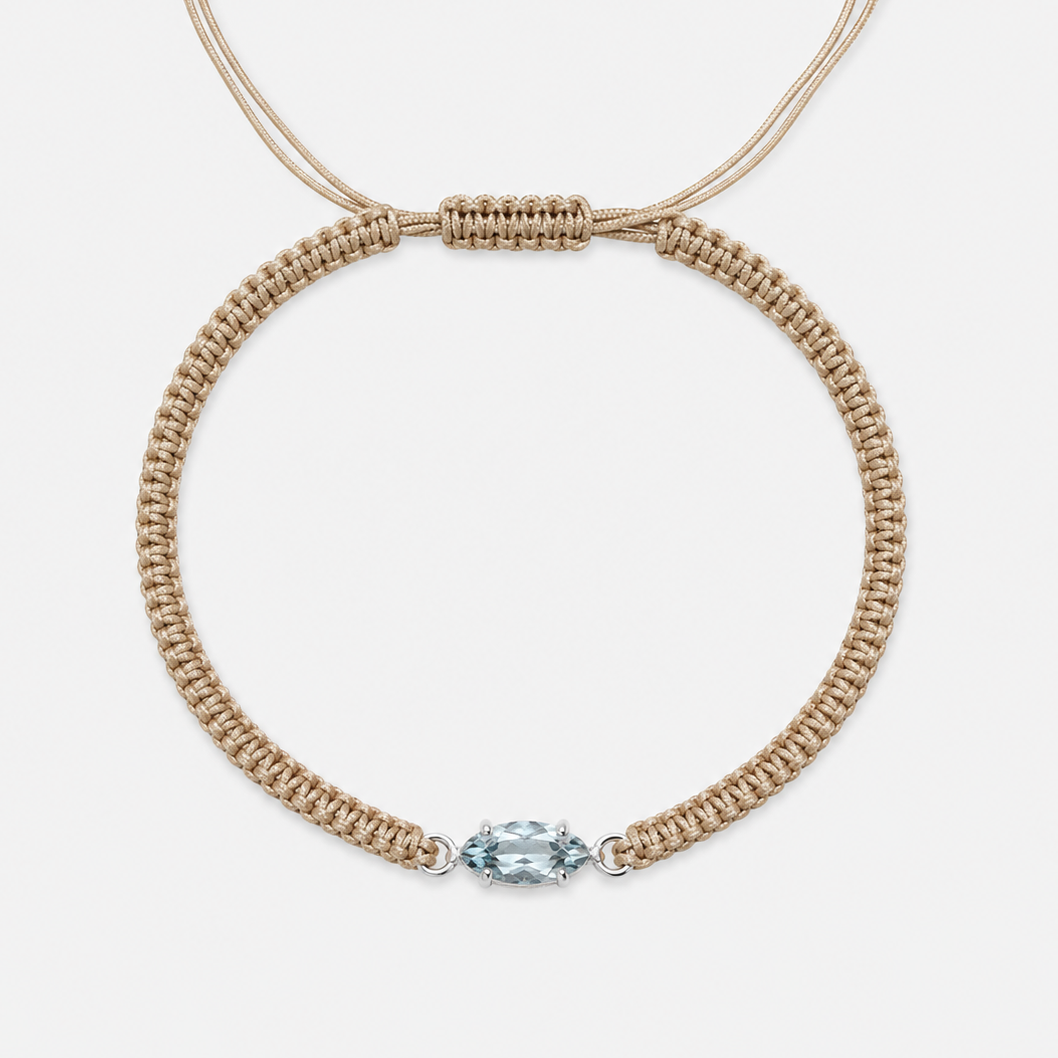 SIREN EYE MACRAMÉ BRACELET - BLUE TOPAZ (SILVER)