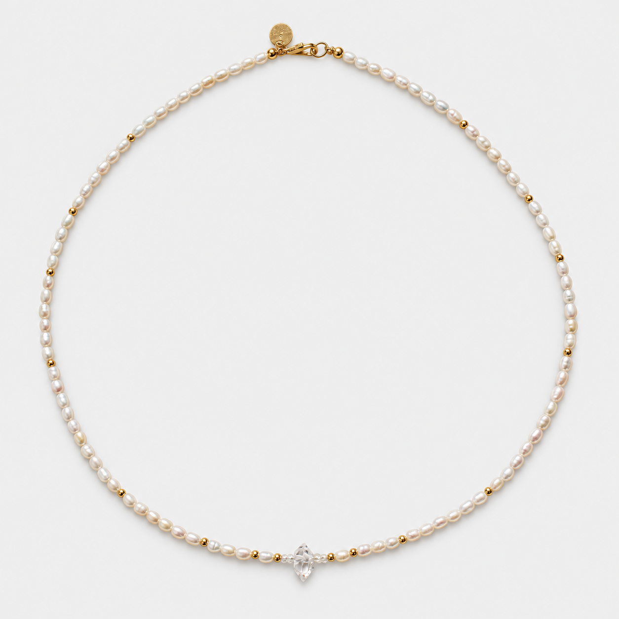 FRESHWATER PEARLS CHOKER - HERKIMER (GOLD-FILLED)