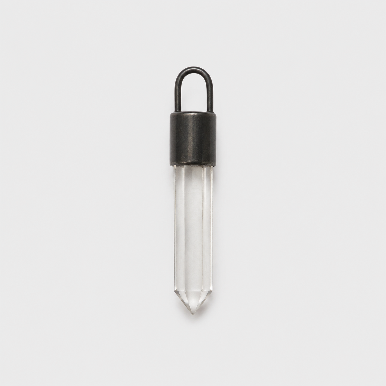 MINI AMULET CHARM - CRYSTAL QUARTZ (BURNED SILVER)