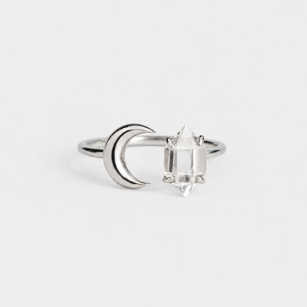 HALFMOON RING - HERKIMER (SILVER)