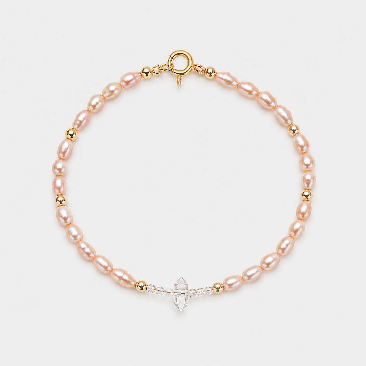 FRESHWATER PINK PEARLS BRACELET - HERKIMER
