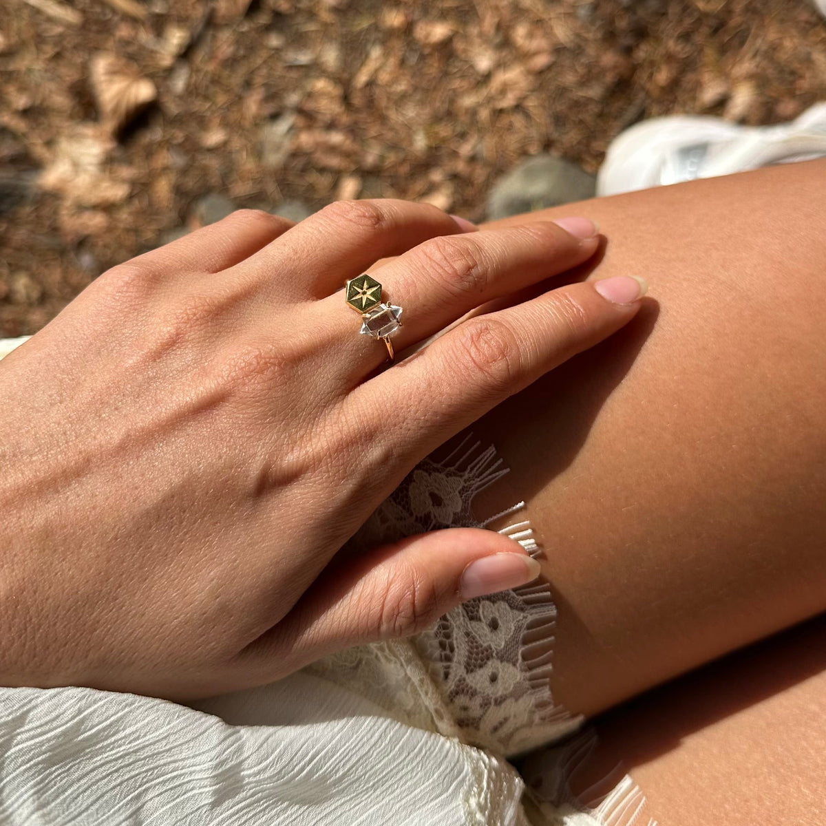 POLARIS RING - HERKIMER (GOLD-PLATED)
