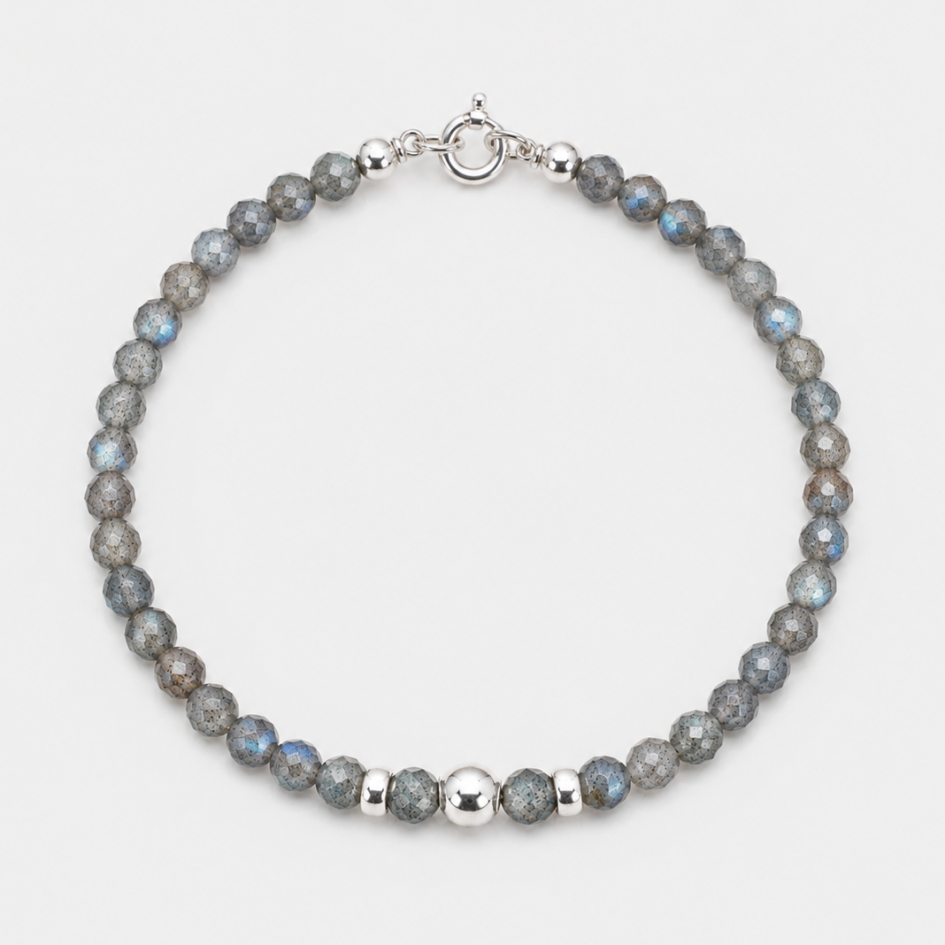 MOON PHASES BRACELET  - LABRADORITE (SILVER)