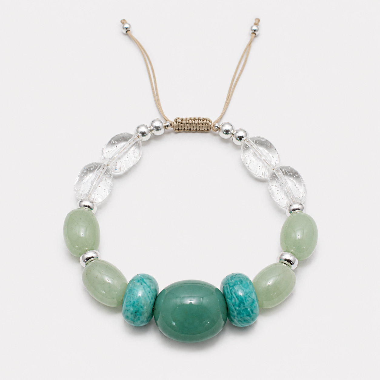 GREEN AMULET BRACELET - JADE, AVENTURINE & AMAZONITE