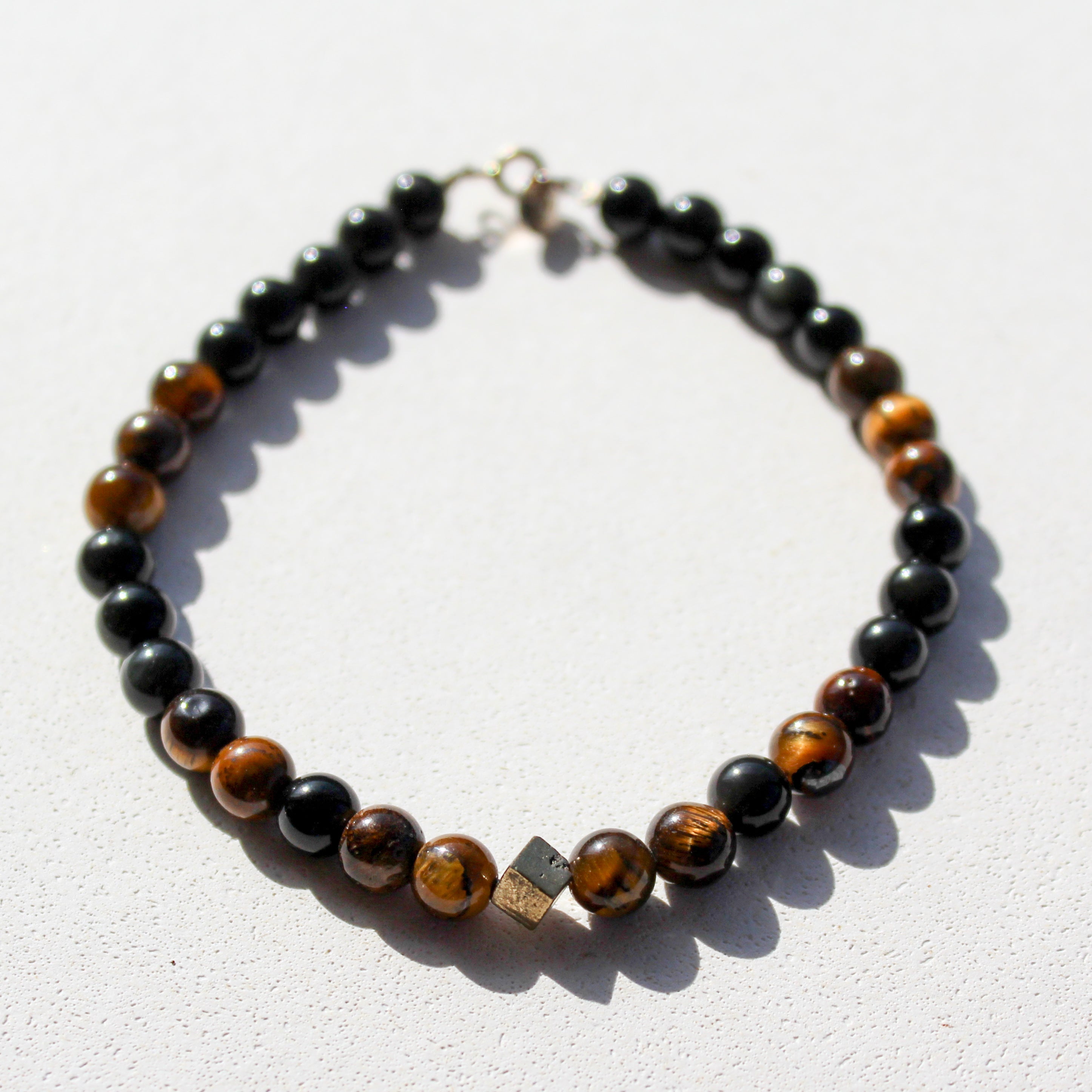 WILLPOWER BRACELET - OBSIDIAN, TIGERE EYE & PYRITE