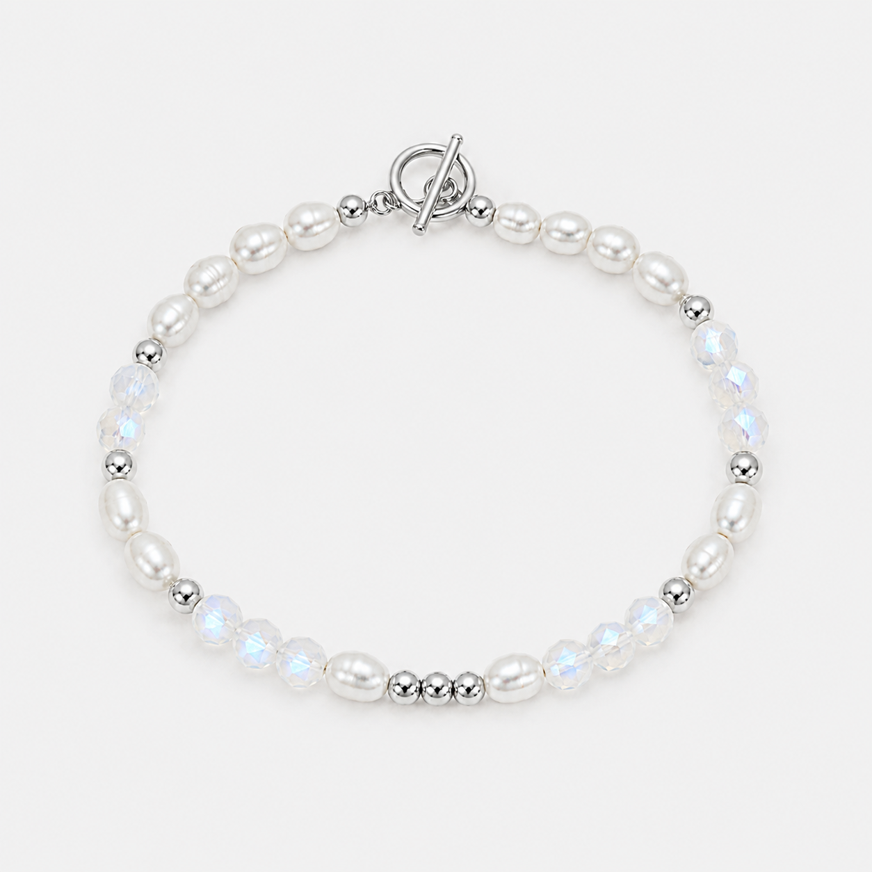 DIVINE FEMININITY BRACELET - MOONSTONE & FRESHWATER PEARLS (SILVER)