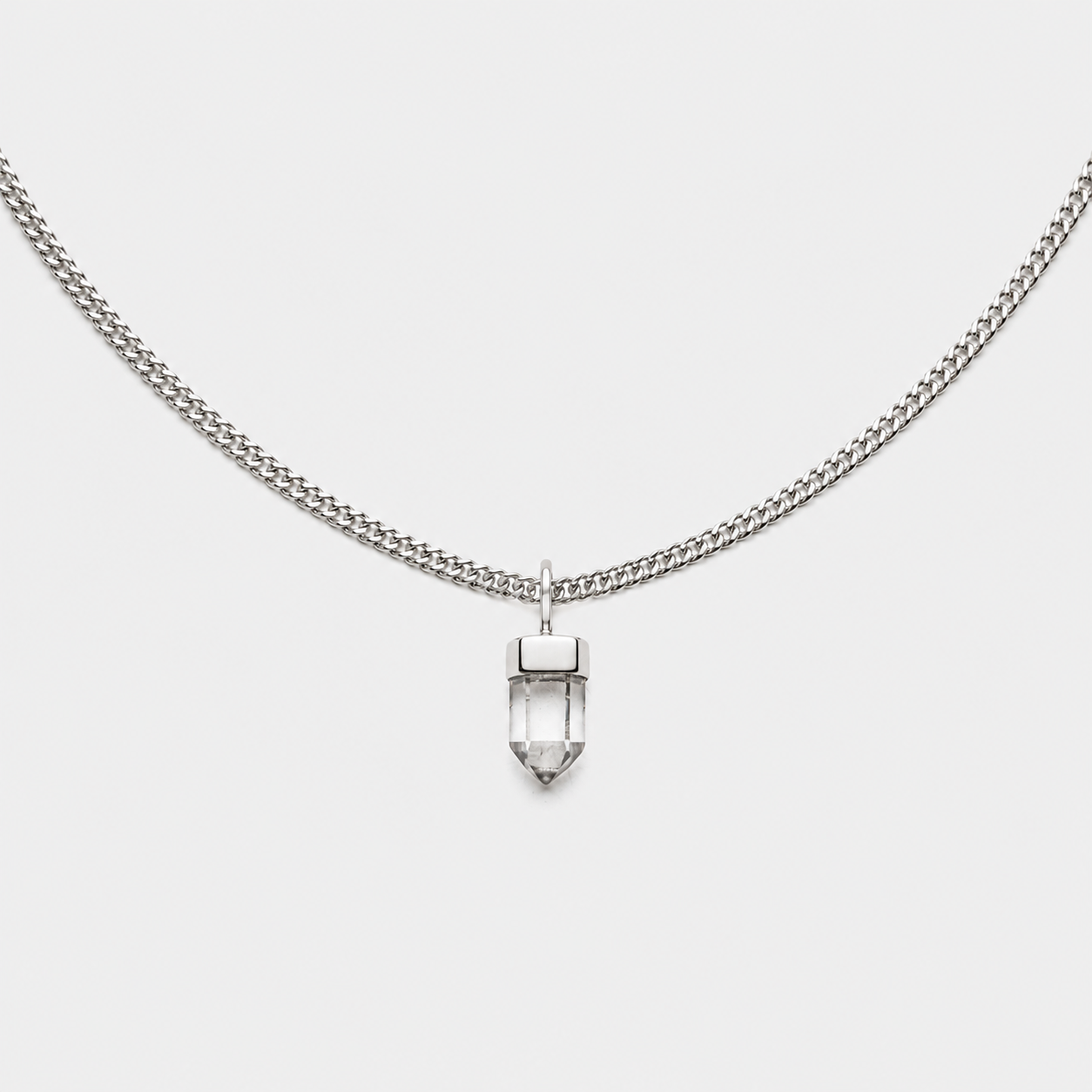 CHOKER CHAIN - CRYSTAL QUARTZ (SILVER)