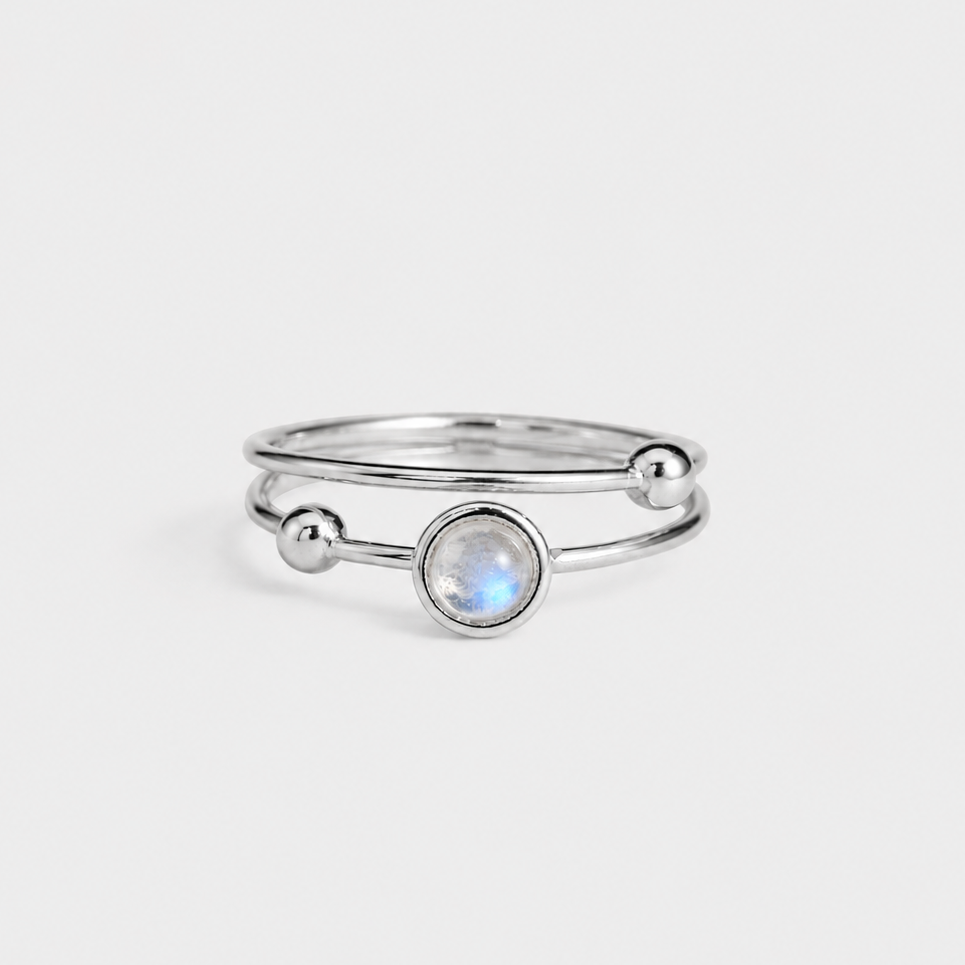 GALAXY THIN RING - MOONSTONE (SILVER)