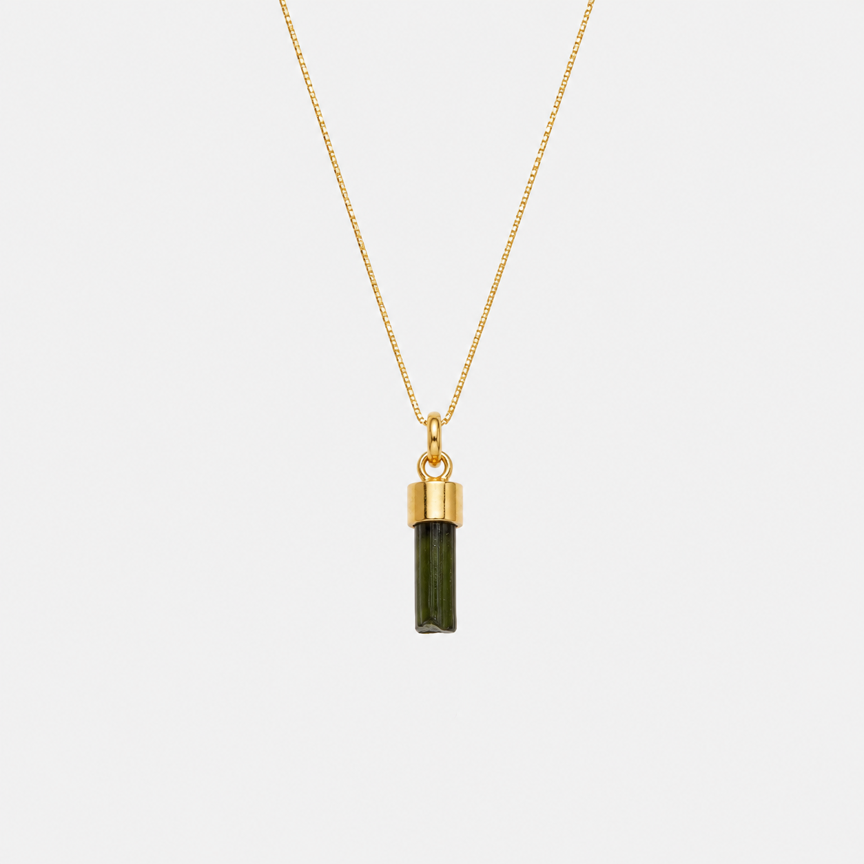TINY PENCIL CHOKER - GREEN TOURMALINE (GOLD-PLATED)