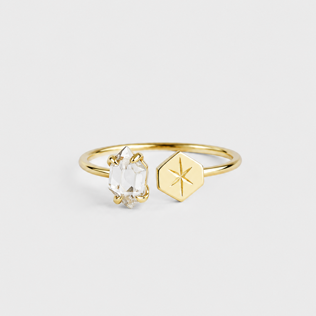 POLARIS RING - HERKIMER (SOLID GOLD 18kt)