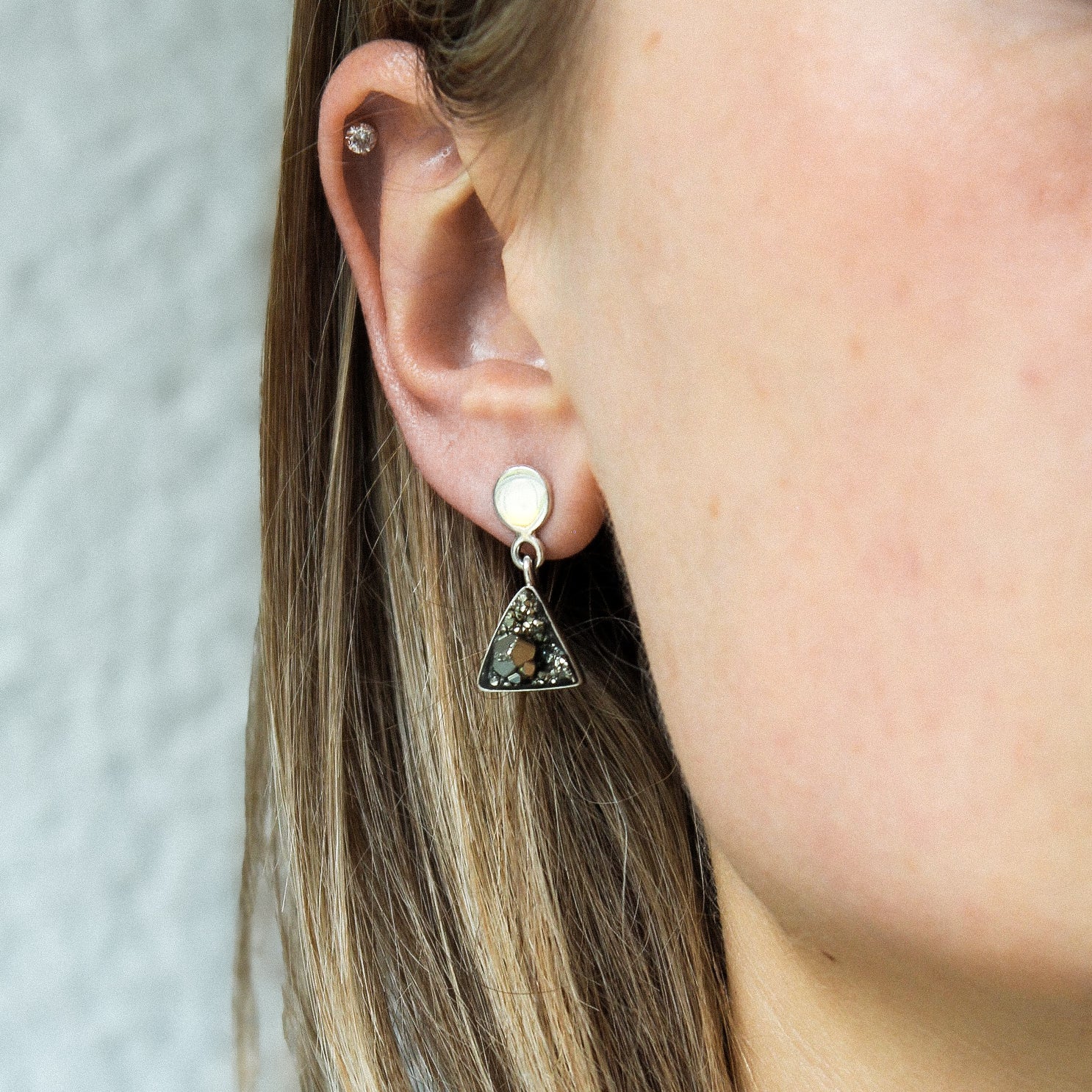 GIZA EARRINGS - PYRITE (SILVER)