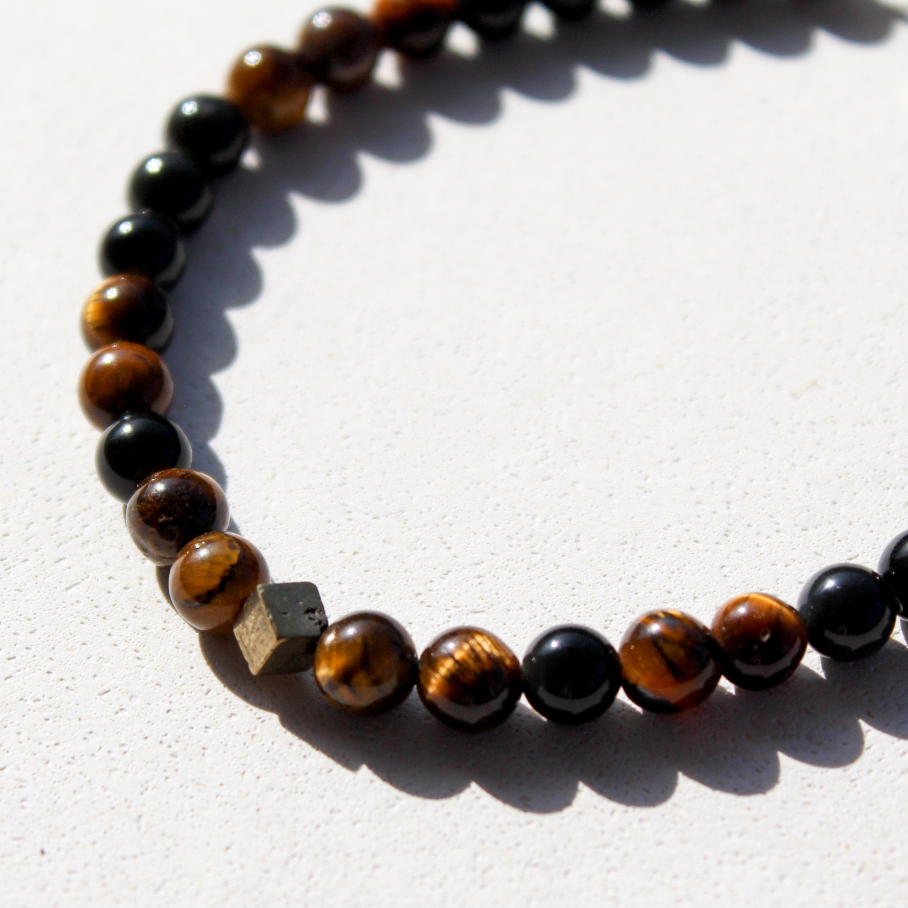 WILLPOWER BRACELET - OBSIDIAN, TIGERE EYE & PYRITE