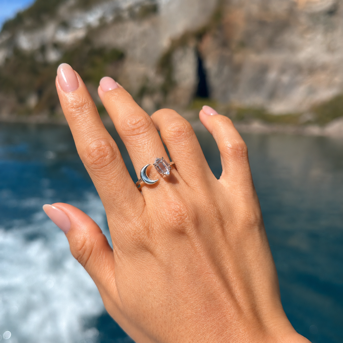 HALFMOON RING - HERKIMER (SILVER)