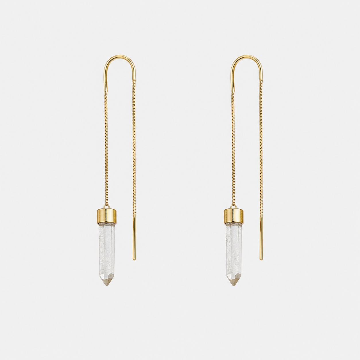 PENDULUM EARRINGS - CRYSTAL QUARTZ (GOLD PLATED)