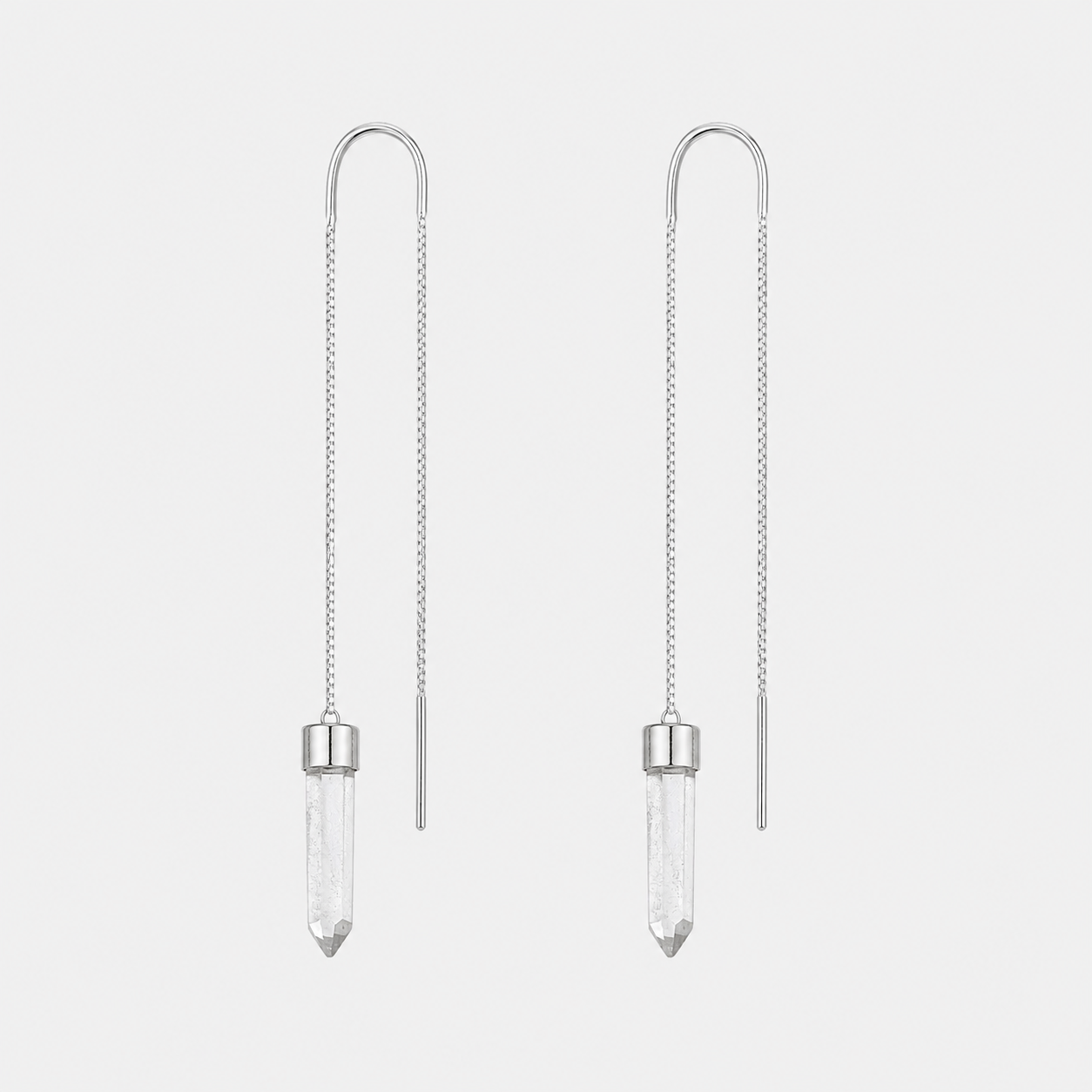 PENDULUM EARRINGS - CRYSTAL QUARTZ (SILVER)
