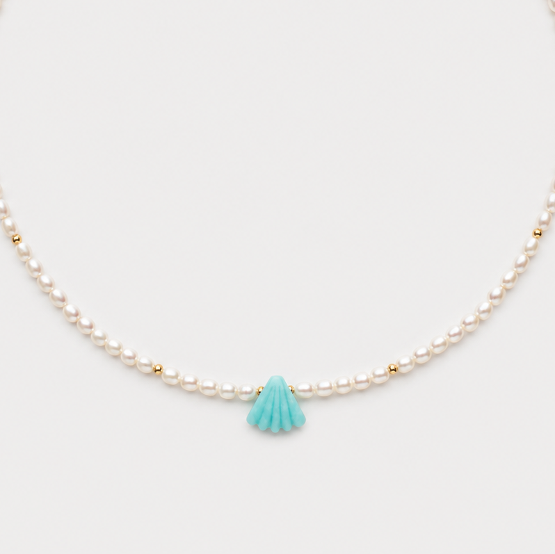 FRESHWATER PEARLS CHOKER - AMAZONITE (GOLD-FILLED)