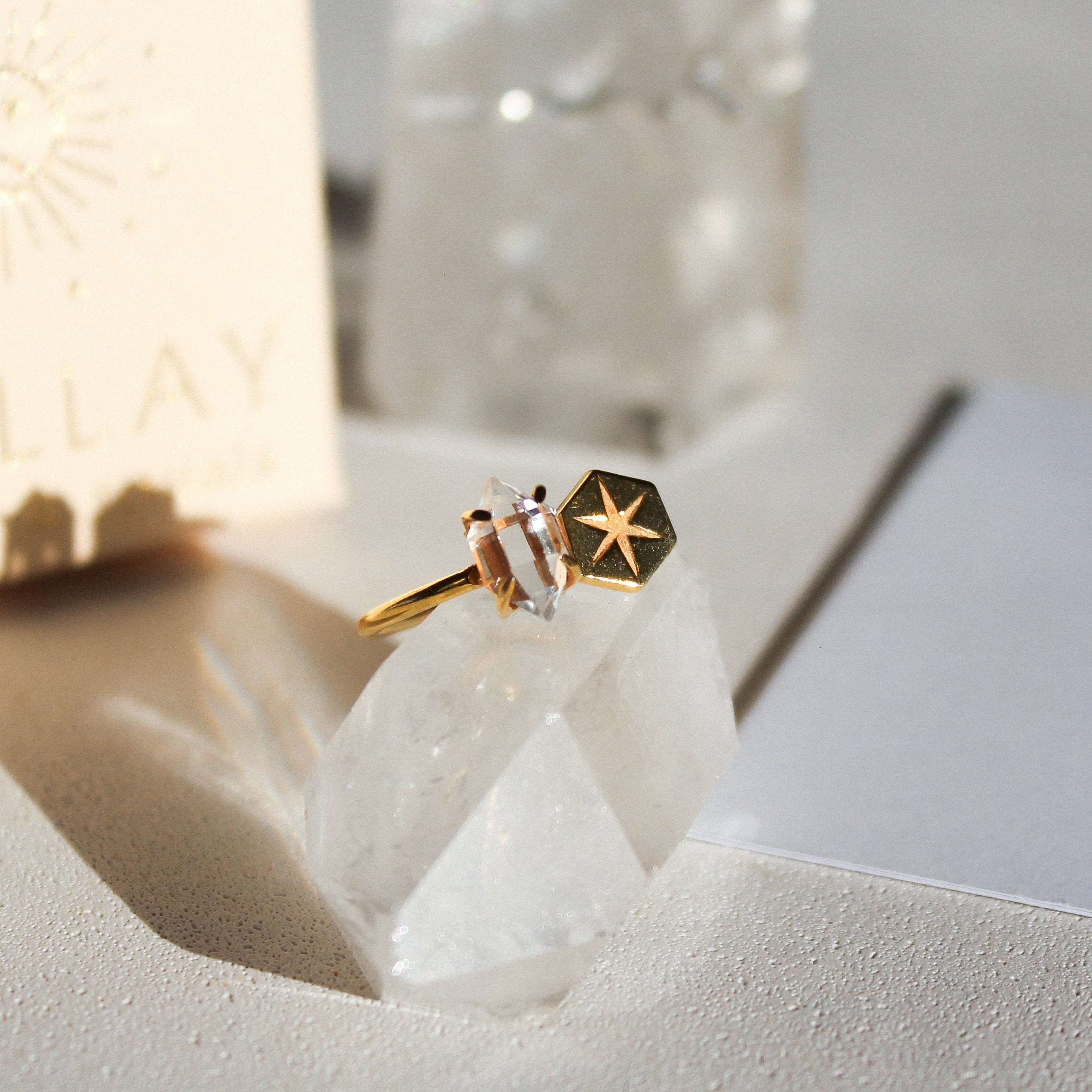 POLARIS RING - HERKIMER (GOLD-PLATED)