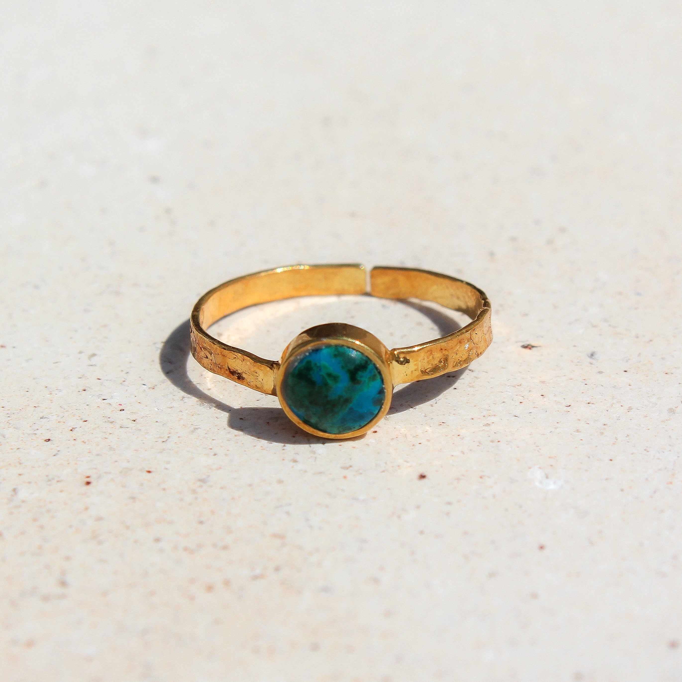 HAMMERED RING - TURQUOISE (GOLD PLATED)