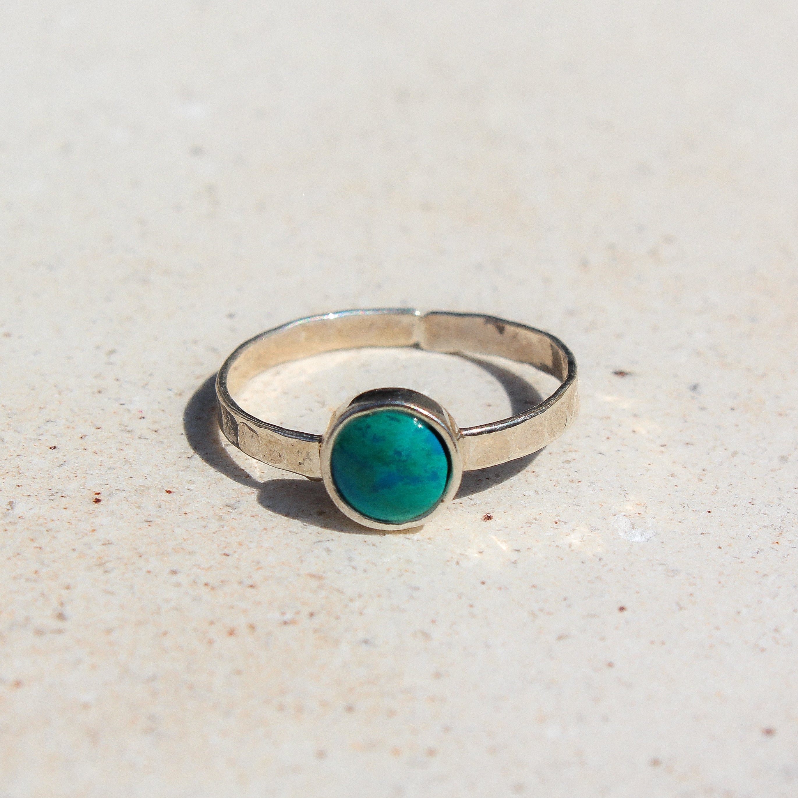HAMMERED RING - TURQUOISE (SILVER)