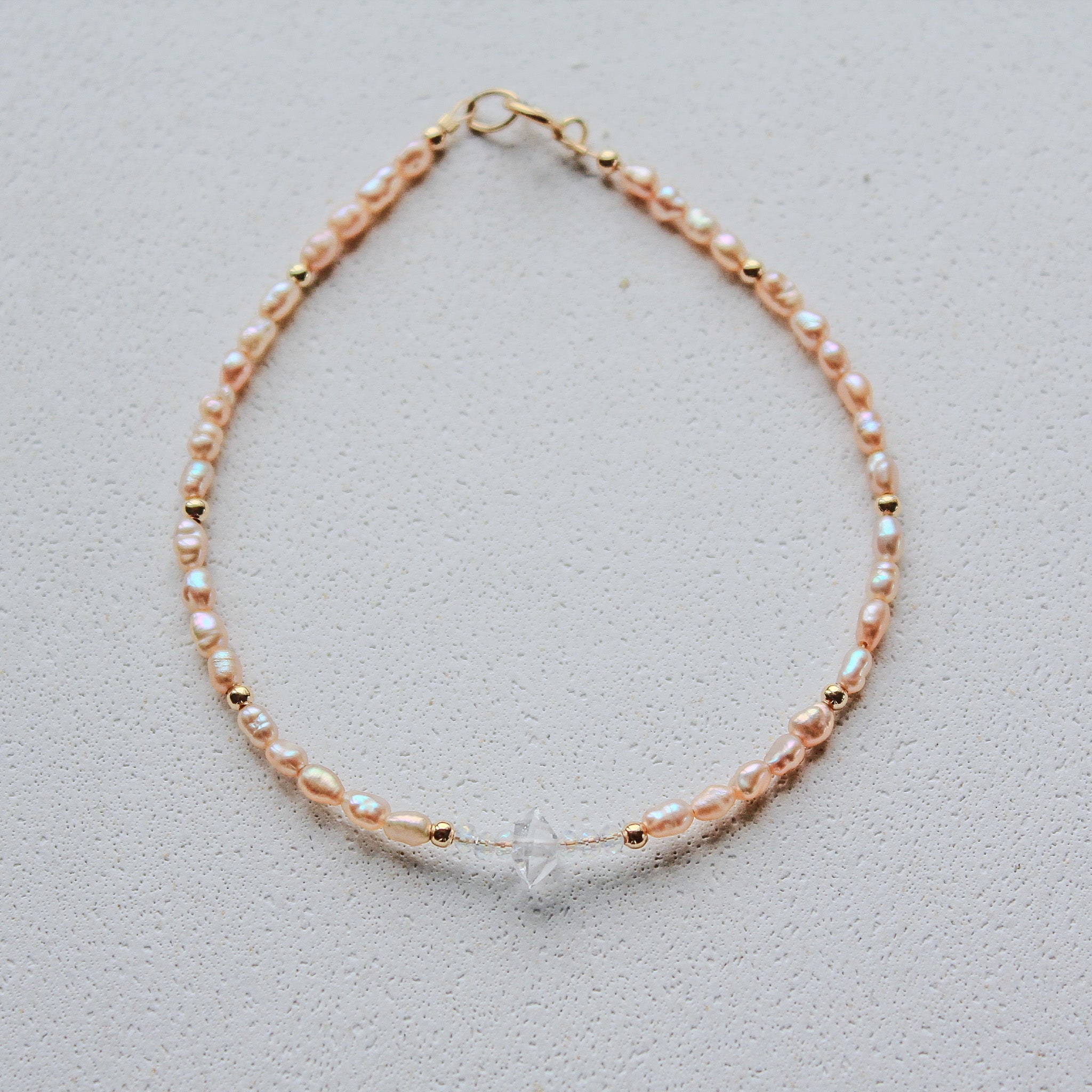 FRESHWATER PINK PEARLS BRACELET - HERKIMER