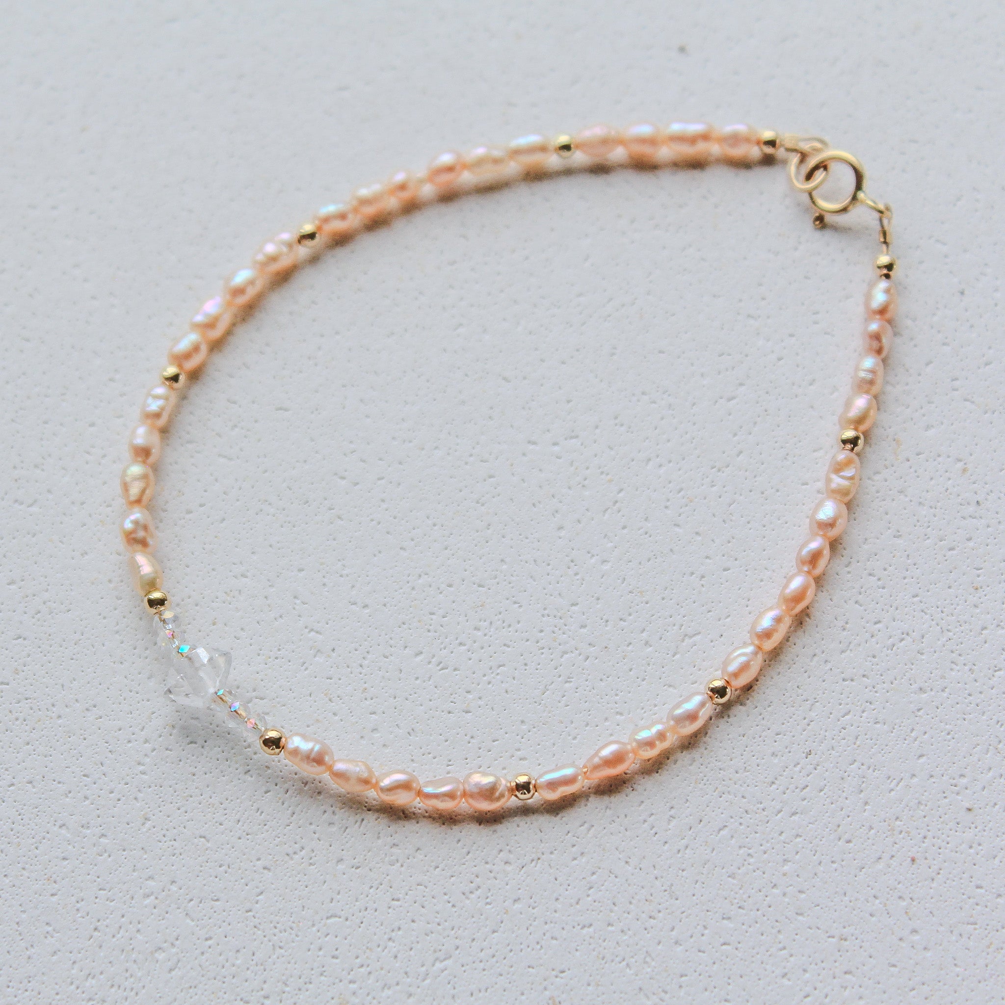 FRESHWATER PINK PEARLS BRACELET - HERKIMER