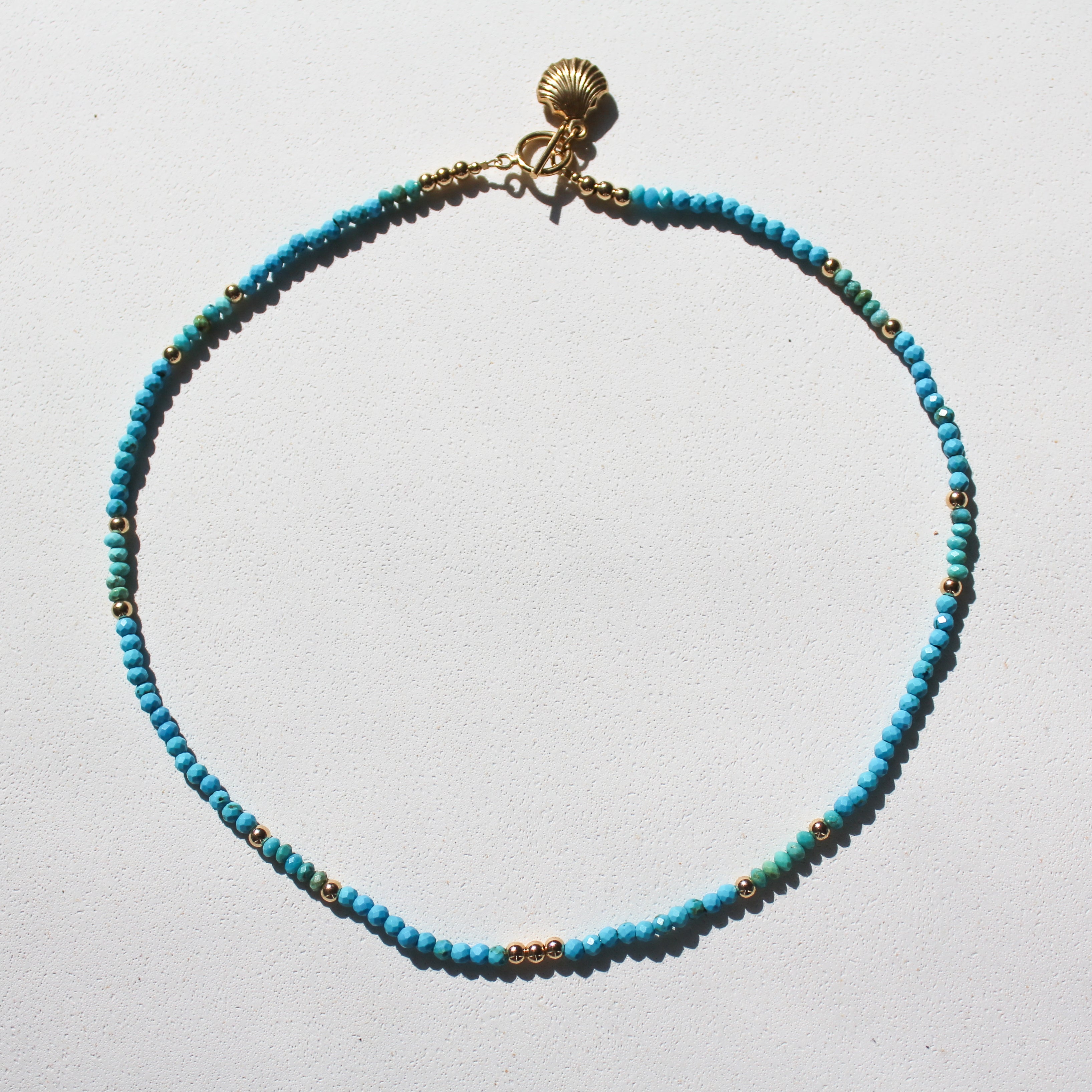 MAGIC SHELL CHOKER - TURQUOISE (GOLD-FILLED)