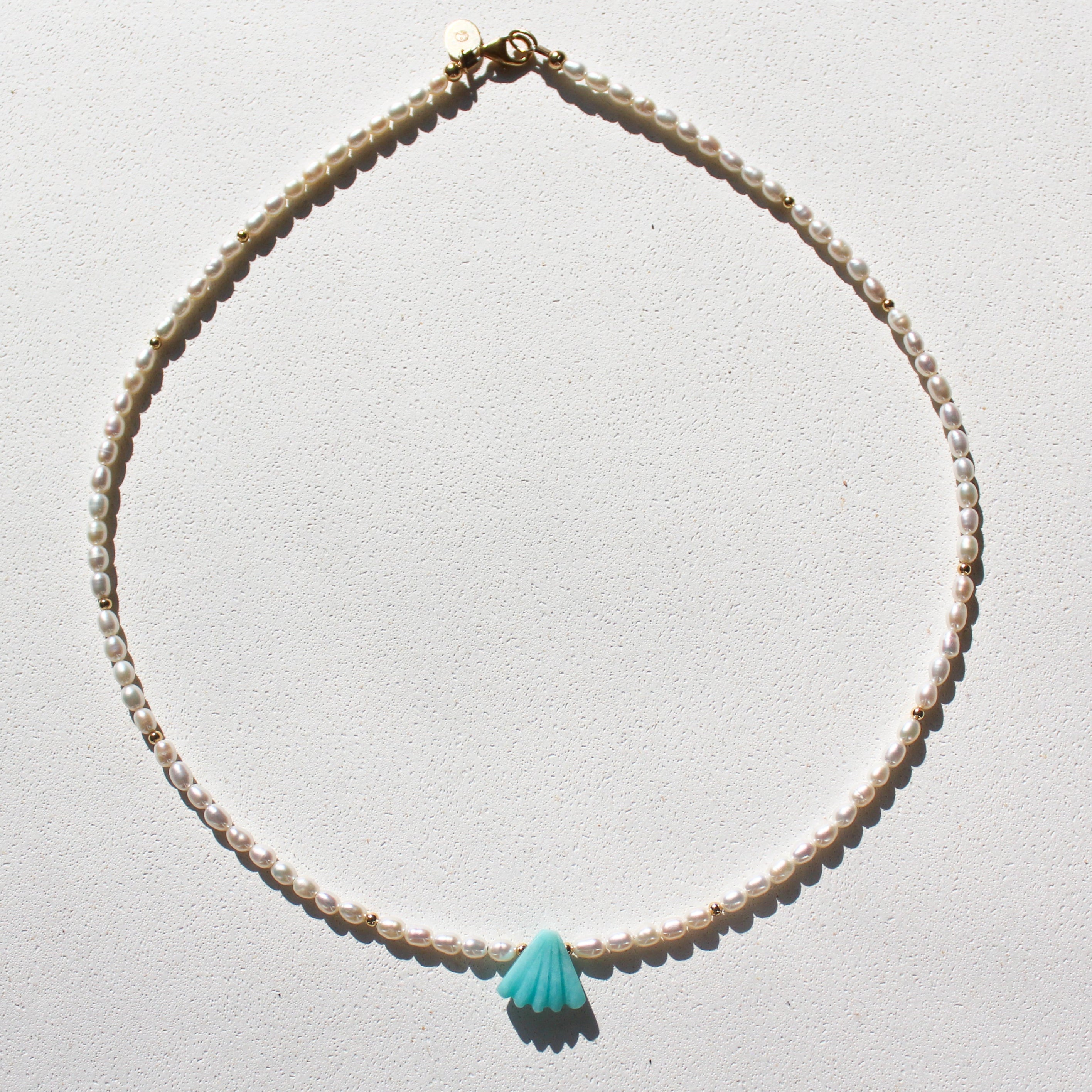 FRESHWATER PEARLS CHOKER - AMAZONITE (GOLD-FILLED)