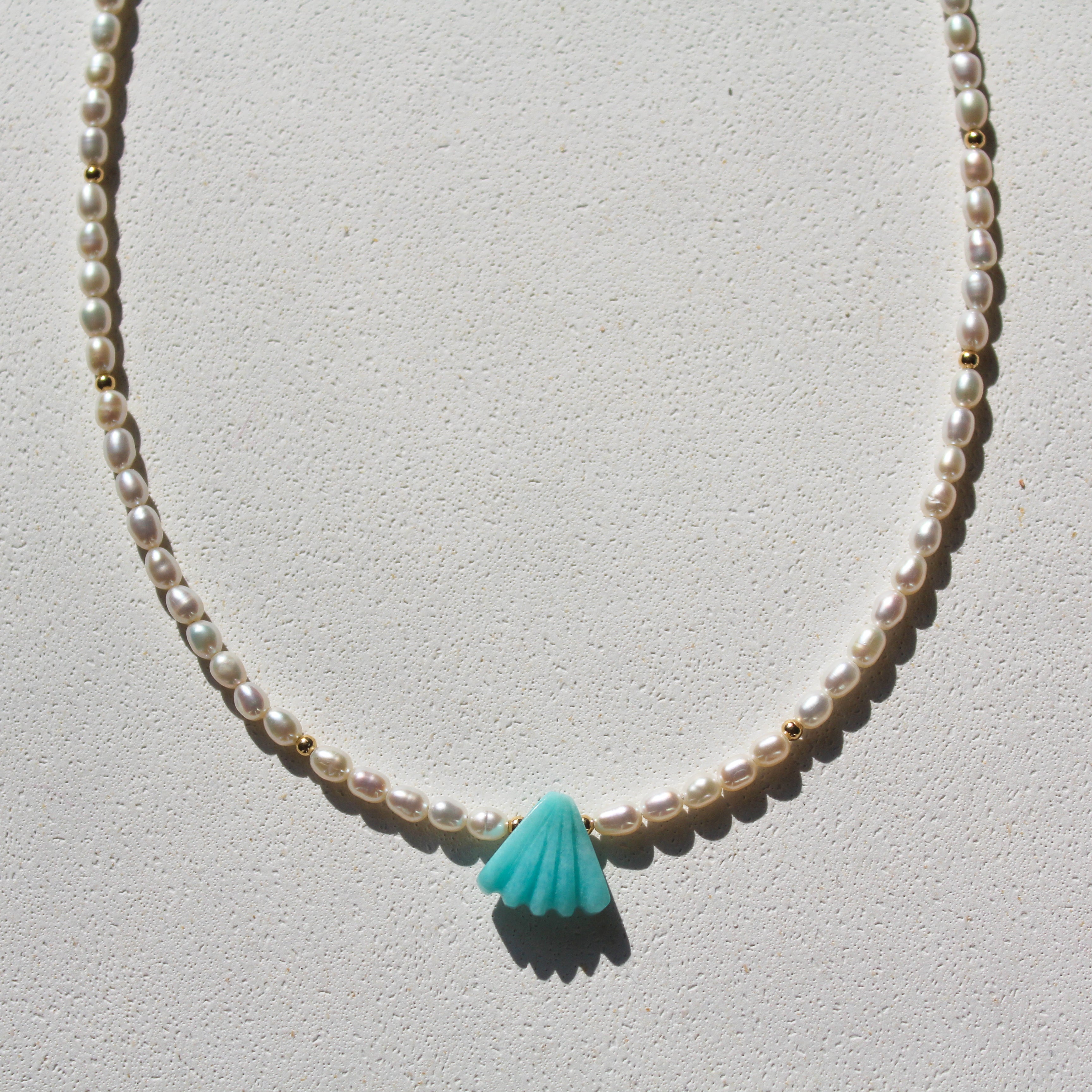FRESHWATER PEARLS CHOKER - AMAZONITE (GOLD-FILLED)
