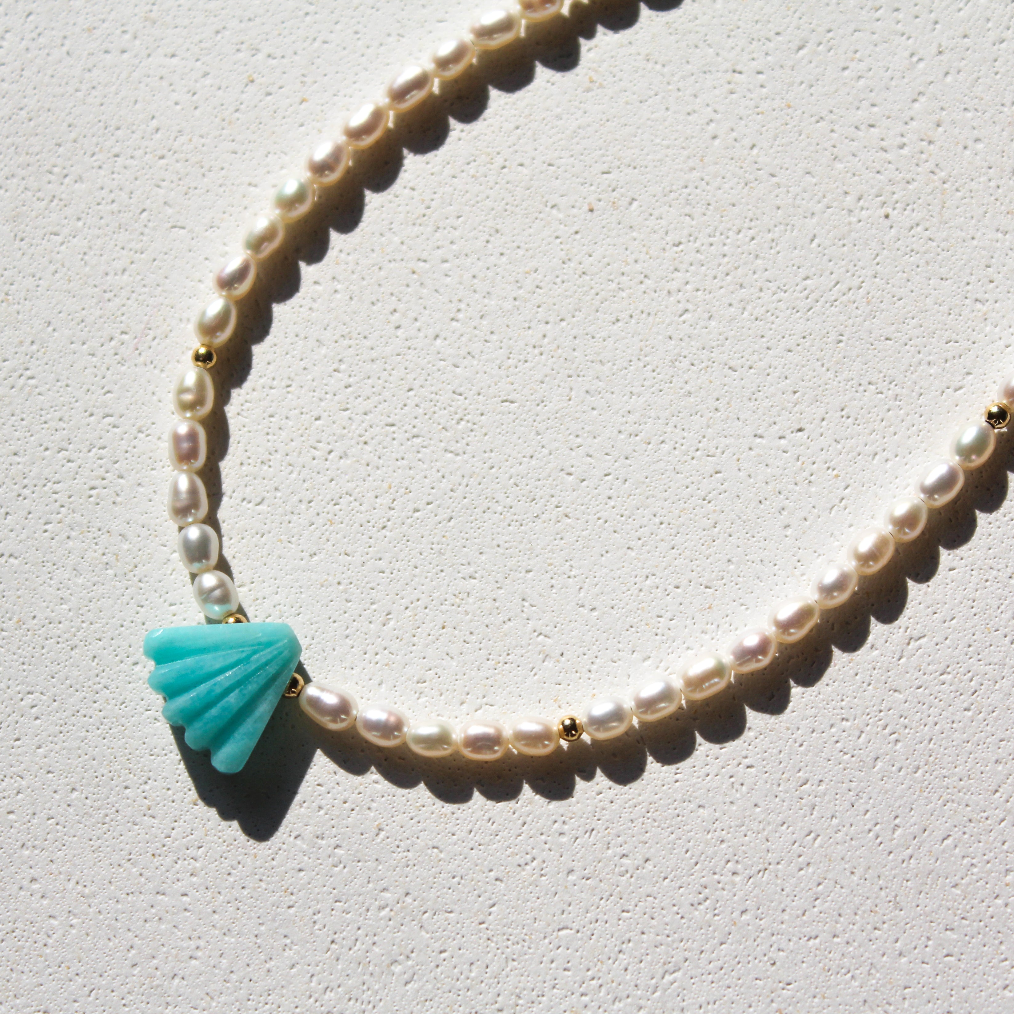 FRESHWATER PEARLS CHOKER - AMAZONITE (GOLD-FILLED)
