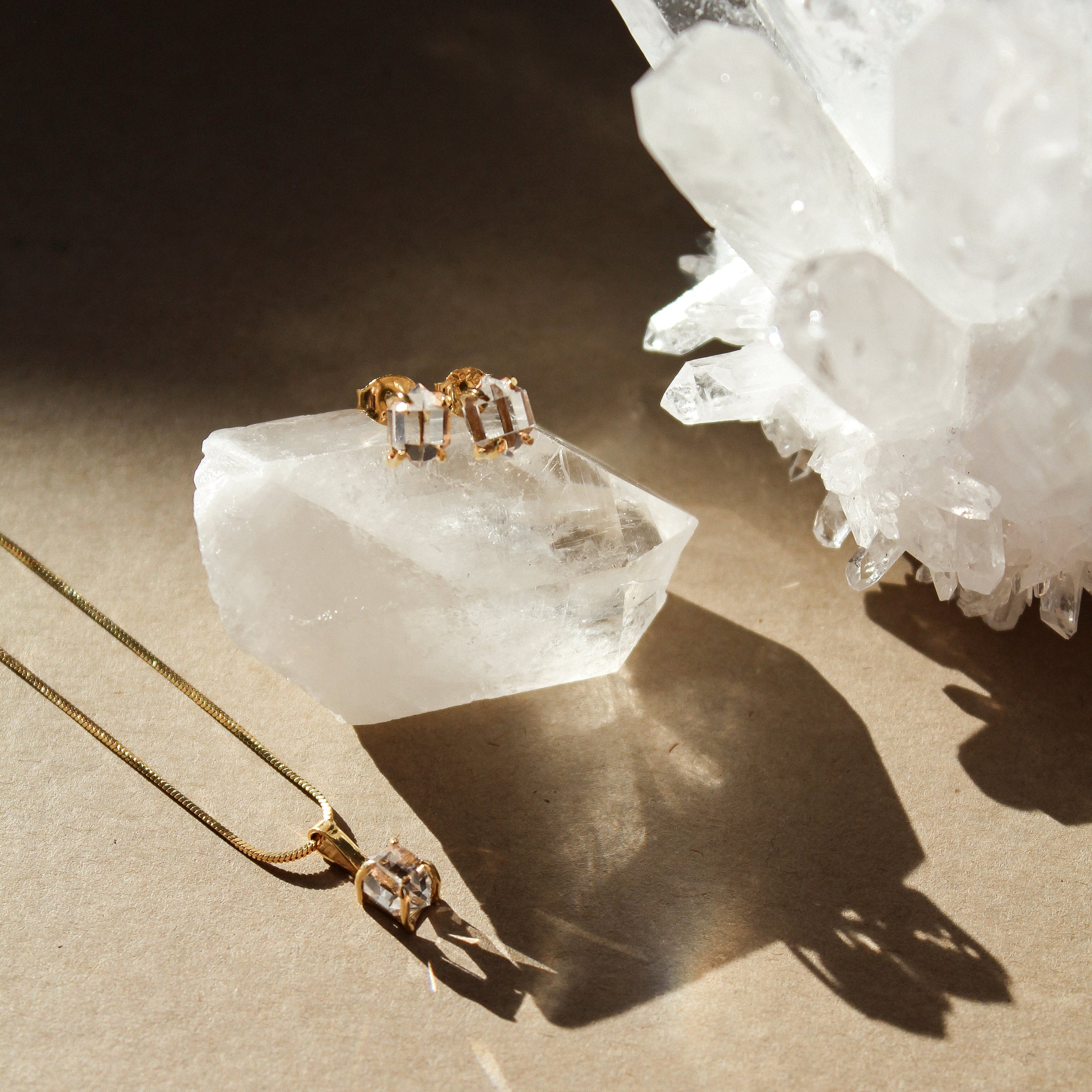 MINI STUD - HERKIMER (GOLD PLATED)
