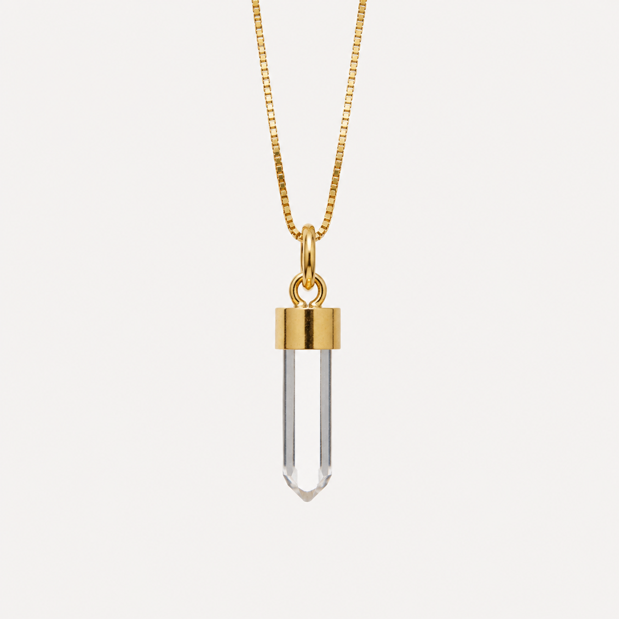 TINY PENDULUM NECKLACE - CRYSTAL QUARTZ (GOLD PLATED)