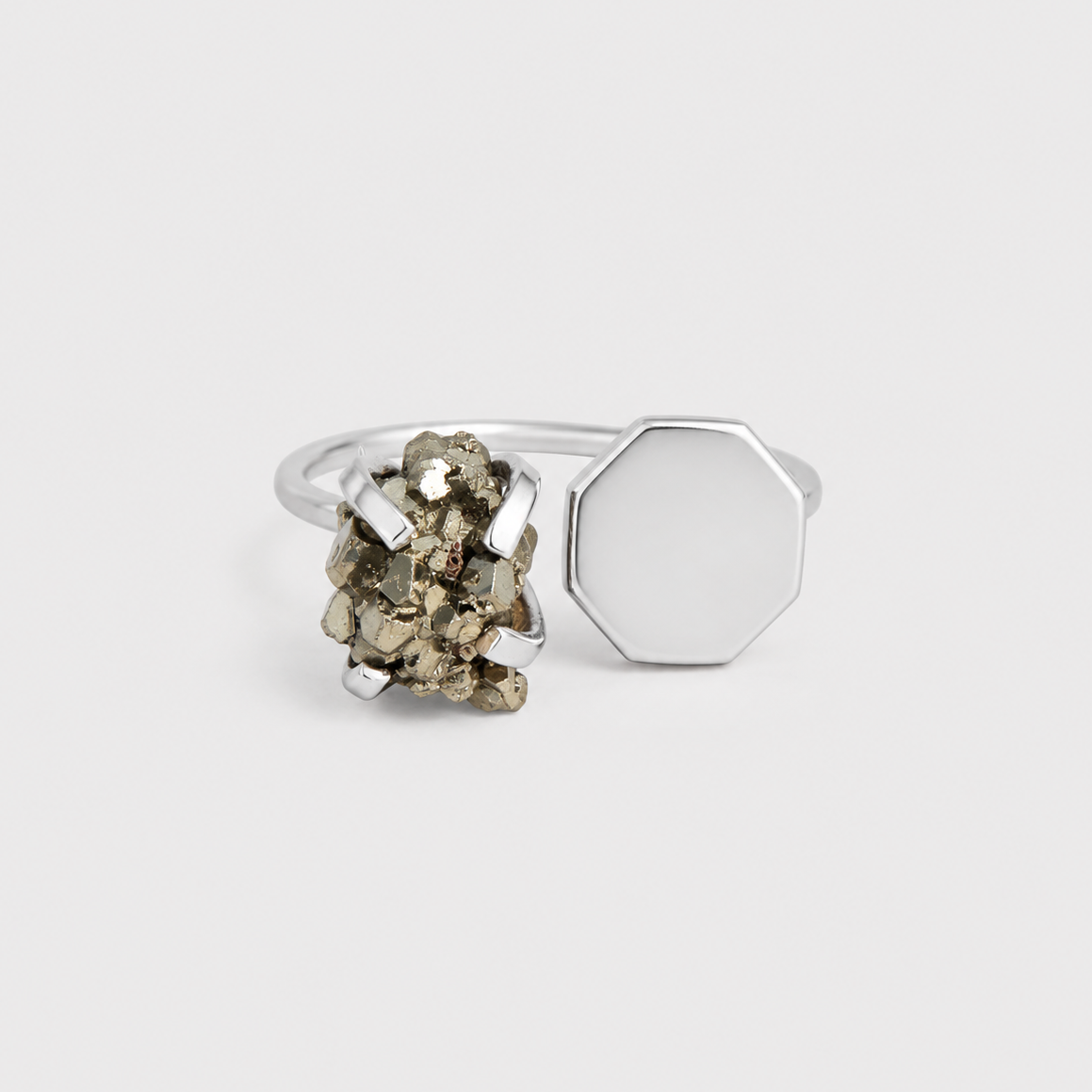 OCTAGON RING - PYRITE (SILVER)