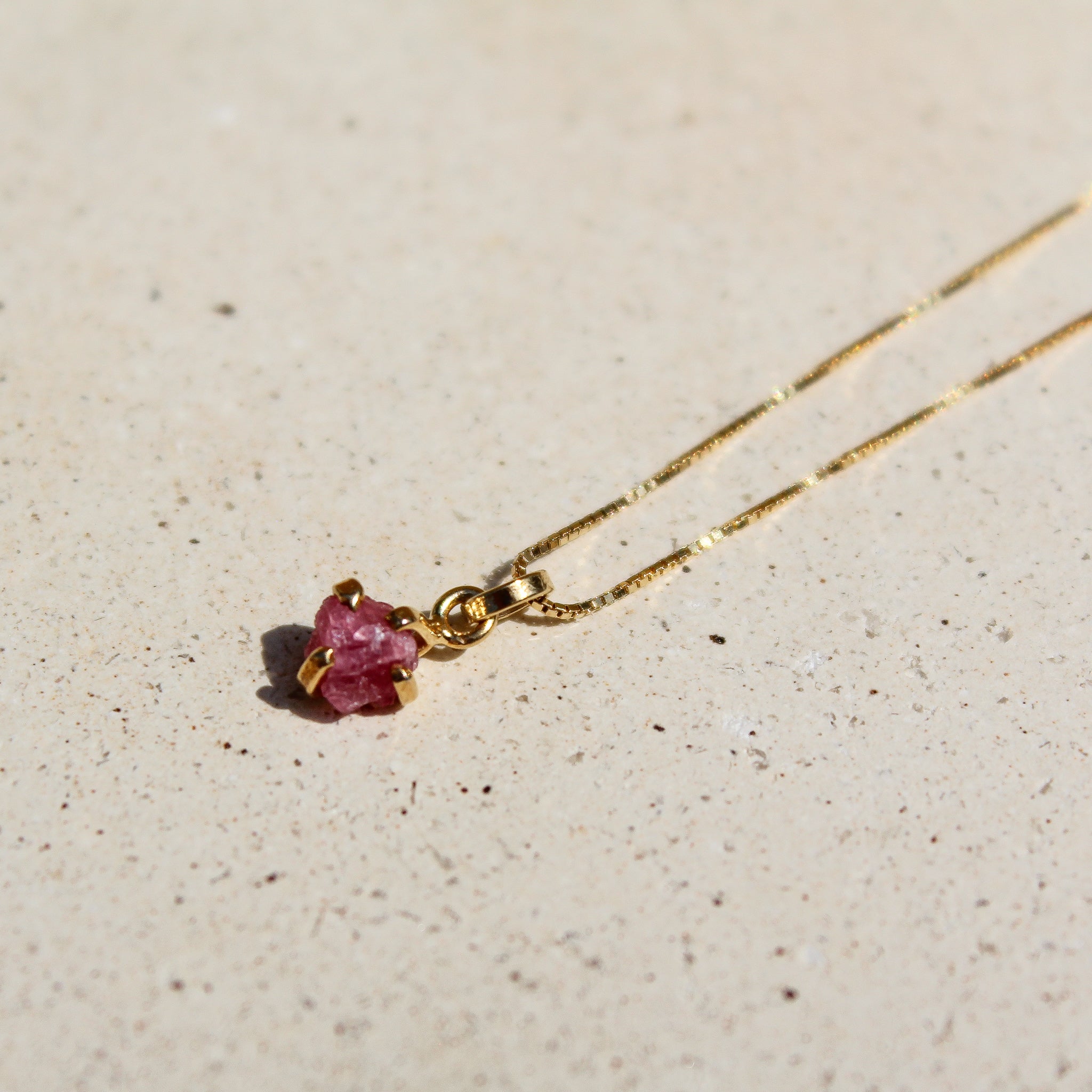 Baby charm necklace - Pink Tourmaline (Gold plated)